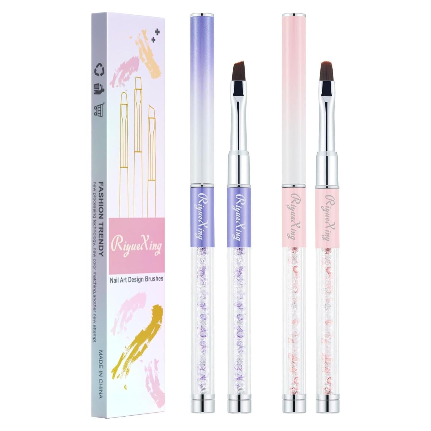 Juego de 2 Pinceles de Limpieza para Uñas RIYUEXING - Planos y Angulados