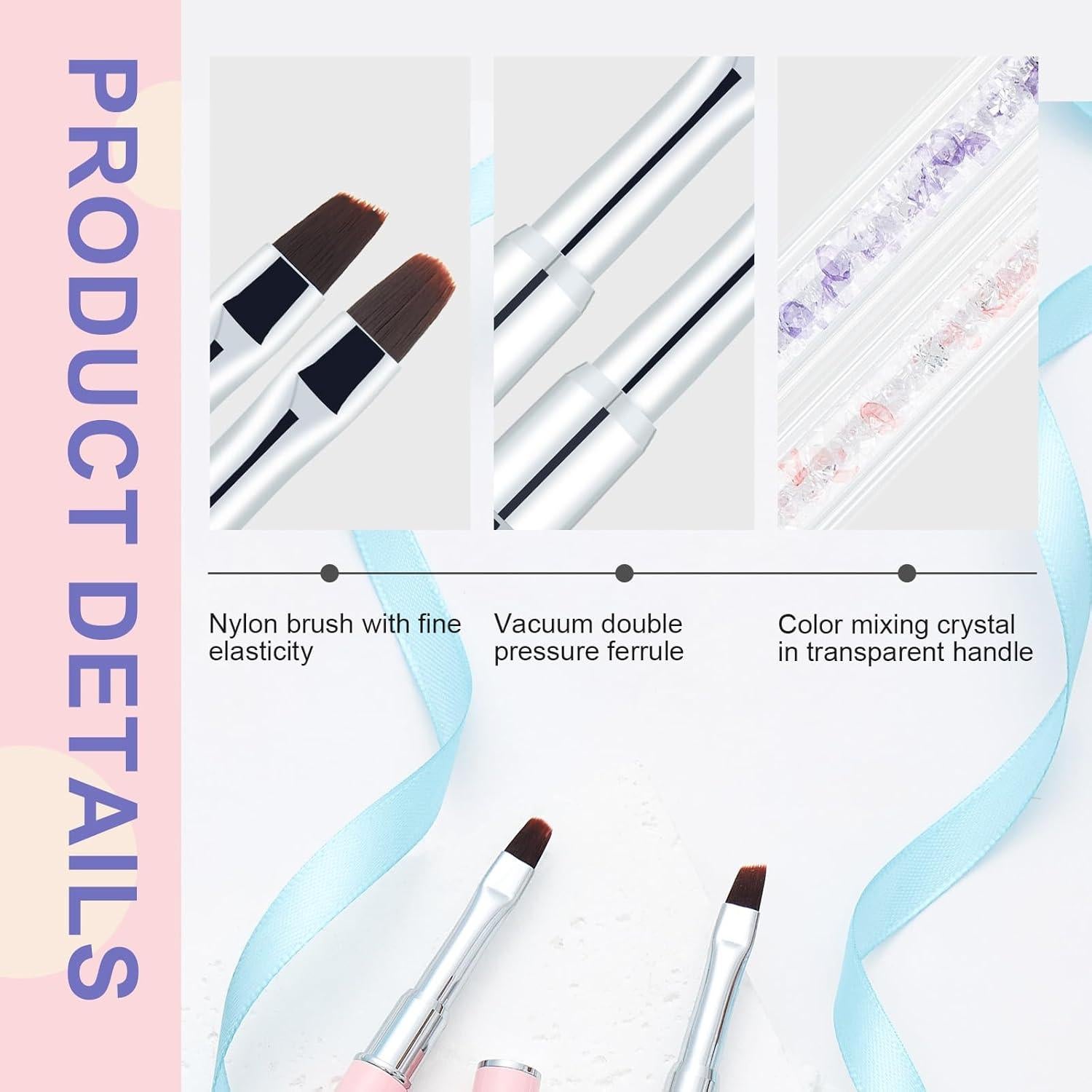 Juego de 2 Pinceles de Limpieza para Uñas RIYUEXING - Planos y Angulados