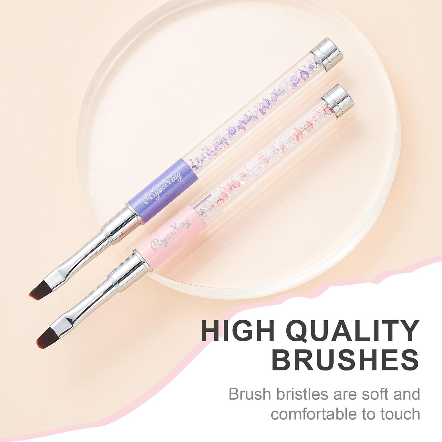 Juego de 2 Pinceles de Limpieza para Uñas RIYUEXING - Planos y Angulados