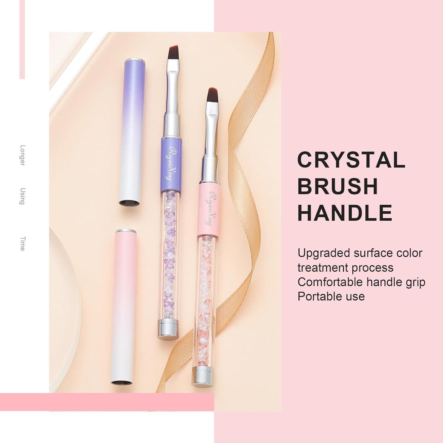 Juego de 2 Pinceles de Limpieza para Uñas RIYUEXING - Planos y Angulados