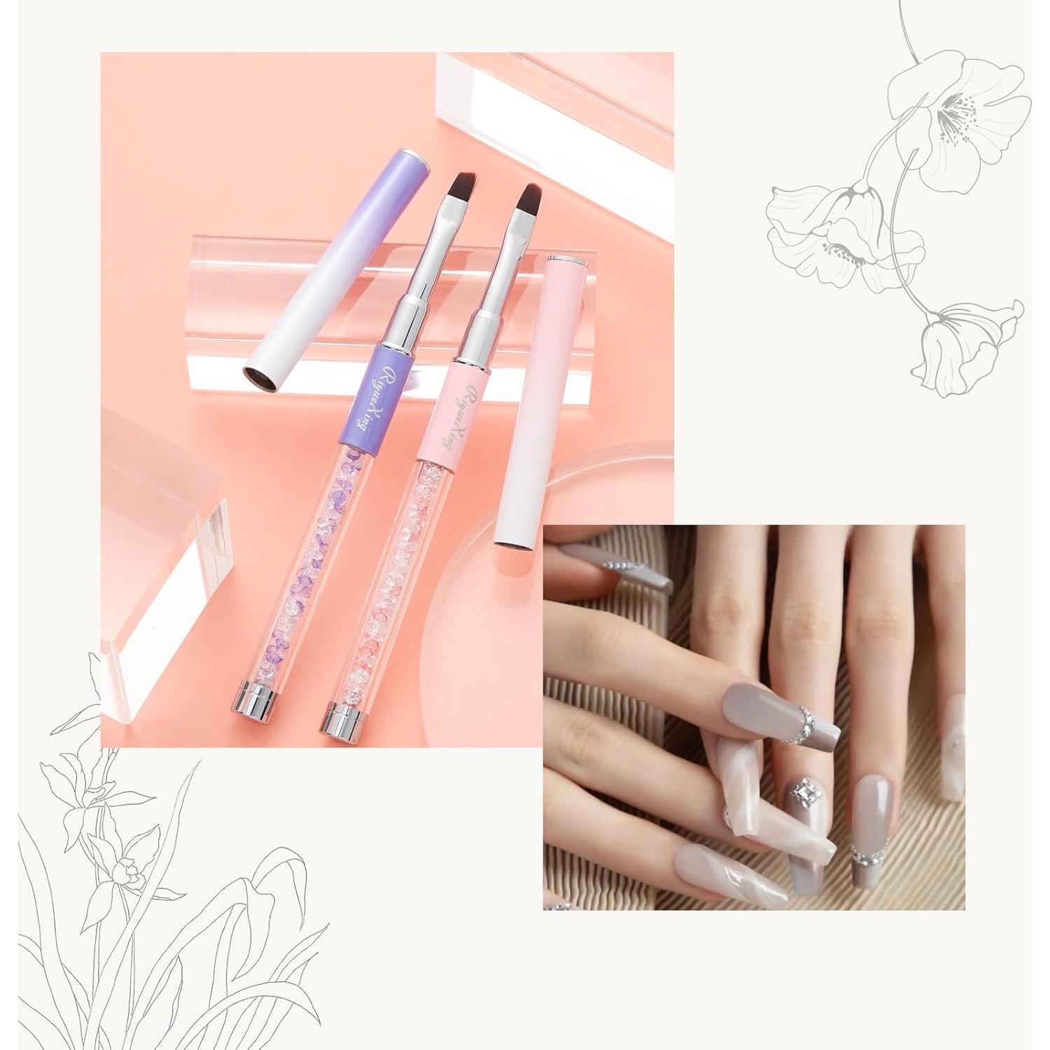 Juego de 2 Pinceles de Limpieza para Uñas RIYUEXING - Planos y Angulados