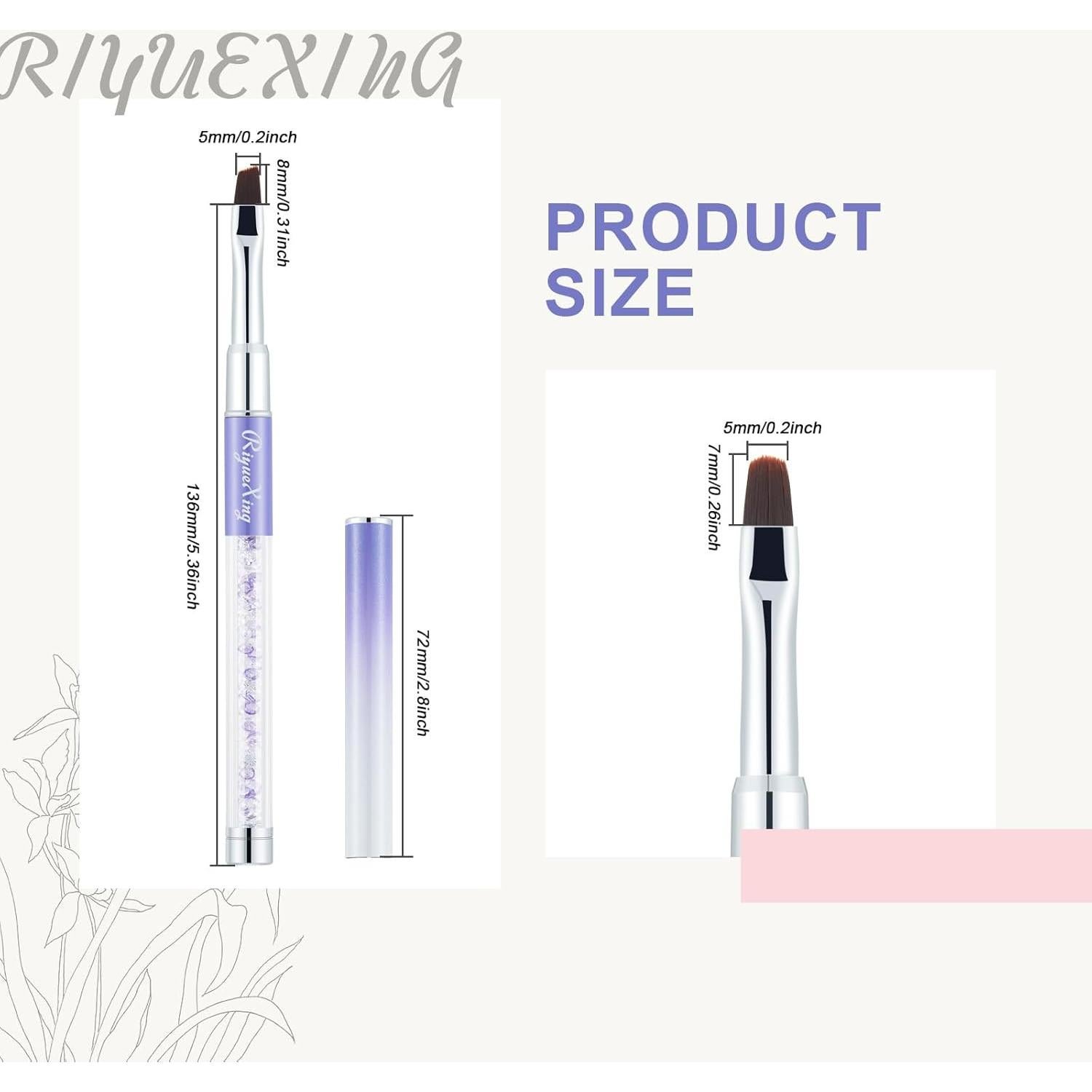 Juego de 2 Pinceles de Limpieza para Uñas RIYUEXING - Planos y Angulados