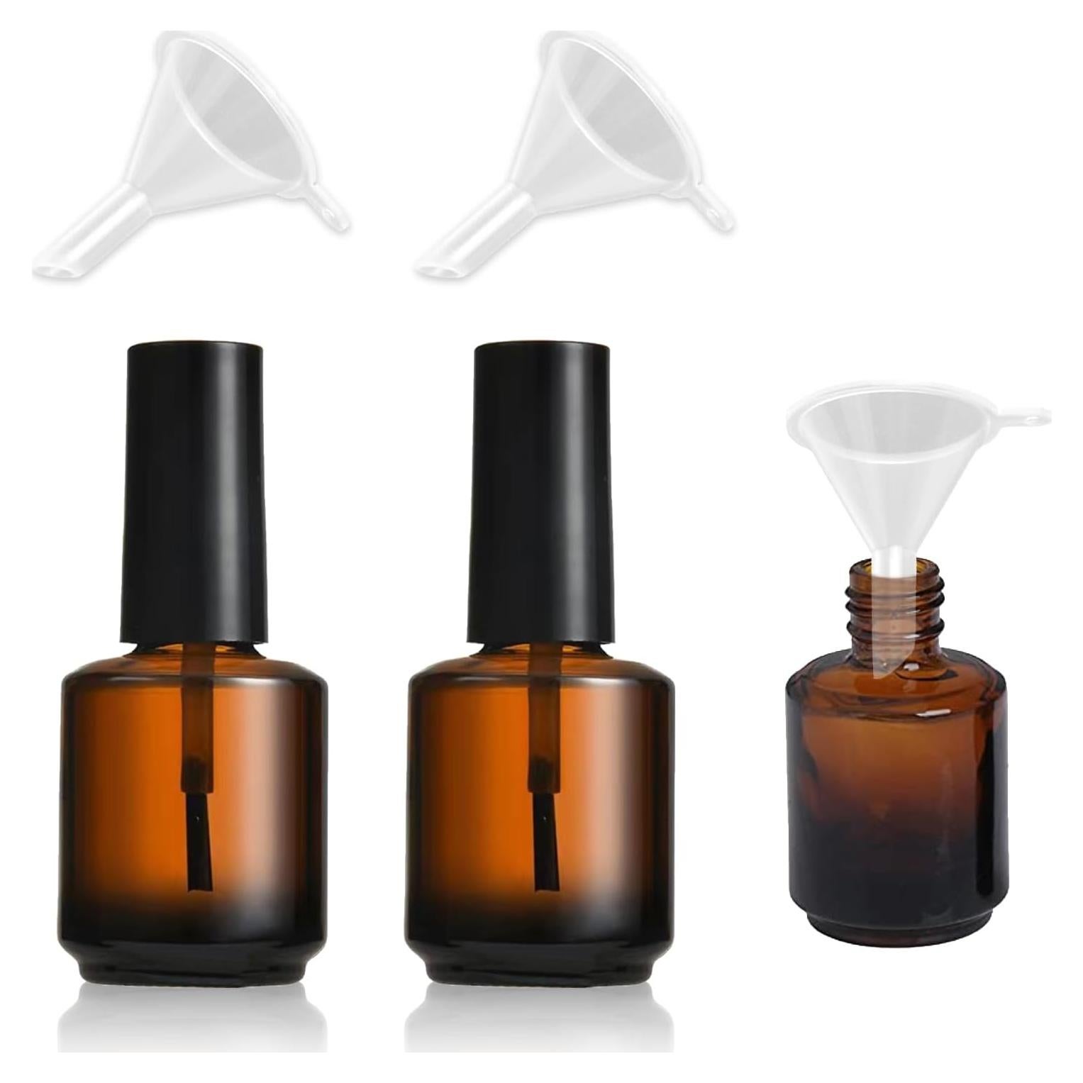 2 Botellas Vacías de Esmalte de Uñas KMYZQDV 15ml con Brocha