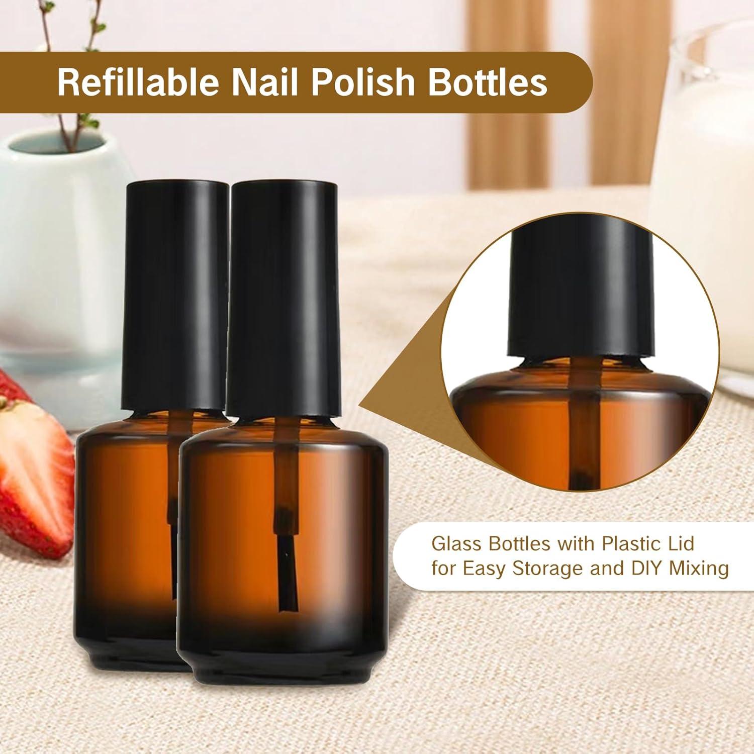 2 Botellas Vacías de Esmalte de Uñas KMYZQDV 15ml con Brocha