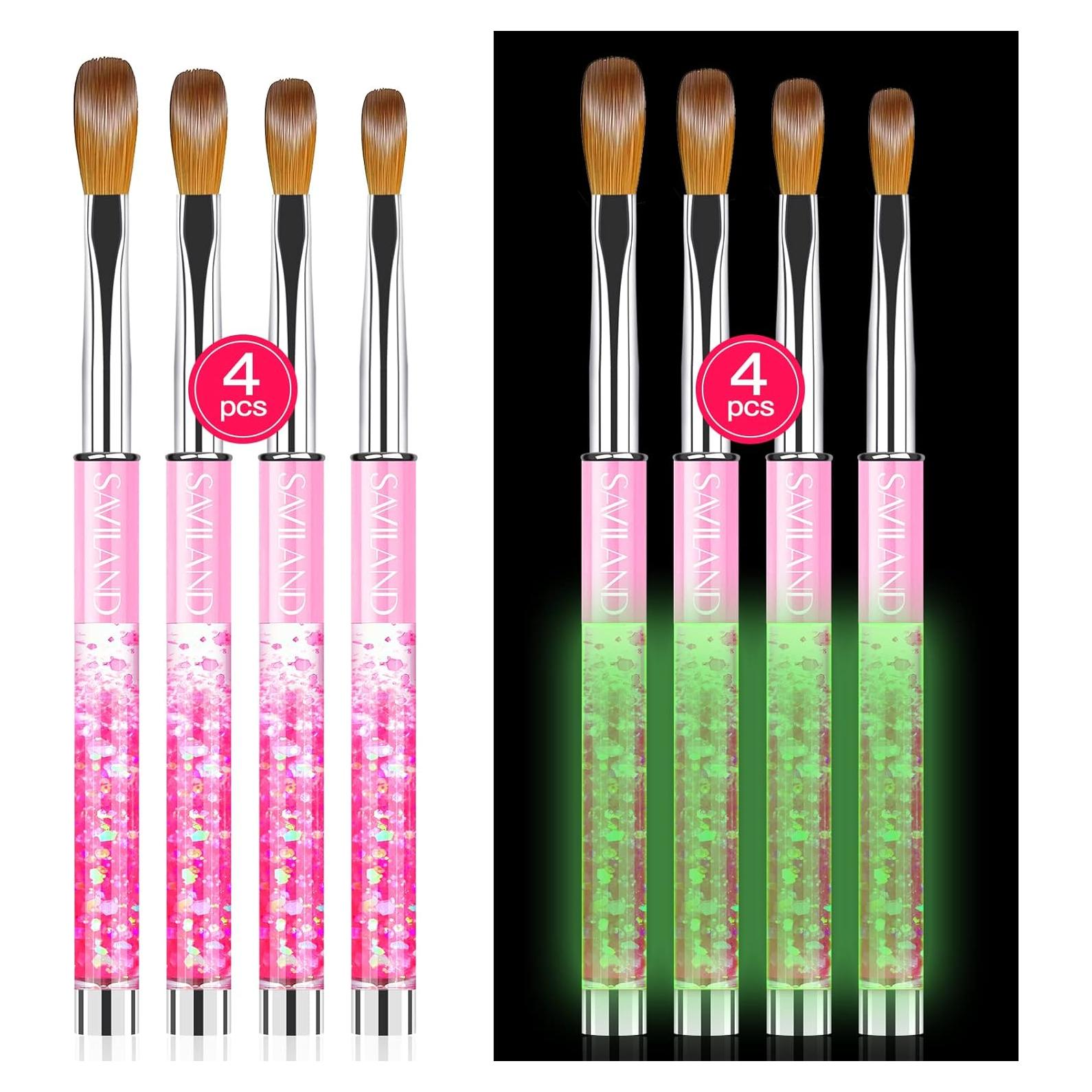 Conjunto de Pinceles Acrílicos SAVILAND 4PCS Brillan en la Oscuridad