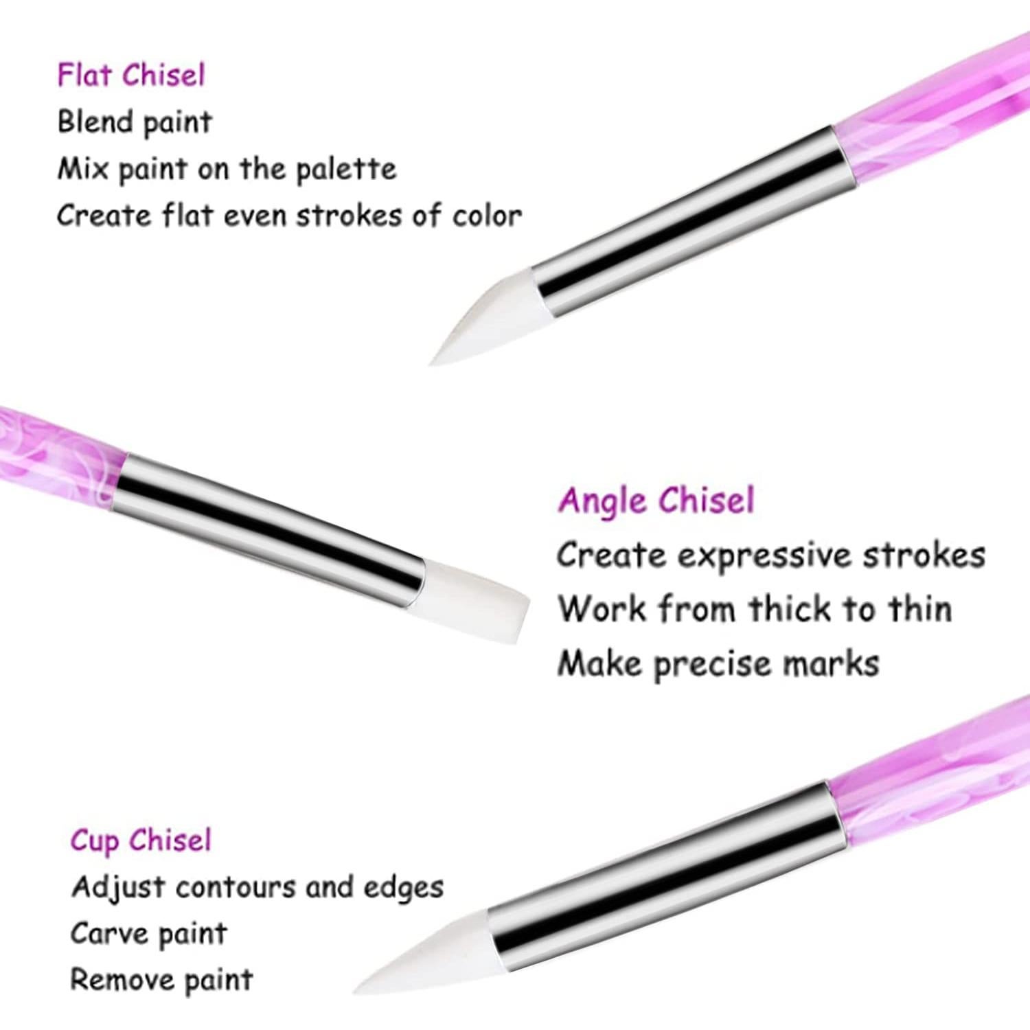 Juego de 5 Pinceles de Silicona BQAN para Escultura de Uñas