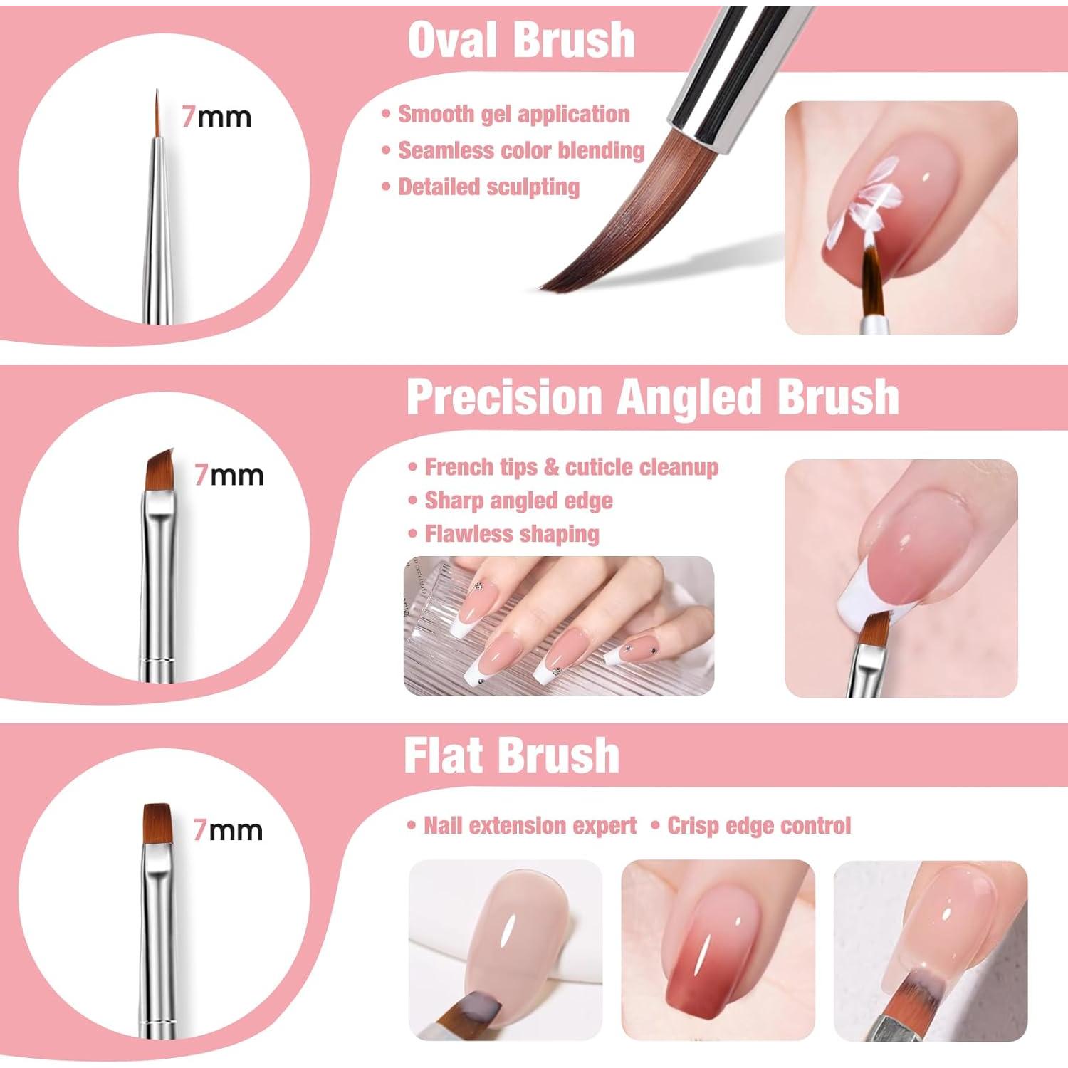 Juego de Pinceles de Arte de Uñas Gellaktik 6 Piezas