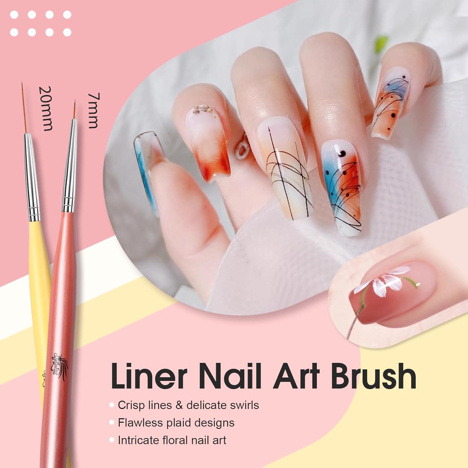 Juego de Pinceles de Arte de Uñas Gellaktik 6 Piezas