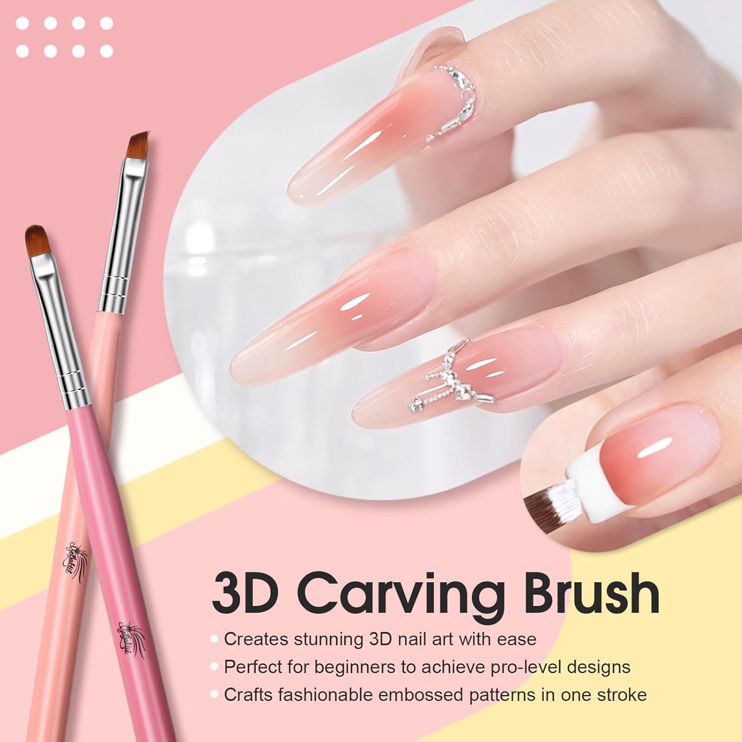 Juego de Pinceles de Arte de Uñas Gellaktik 6 Piezas