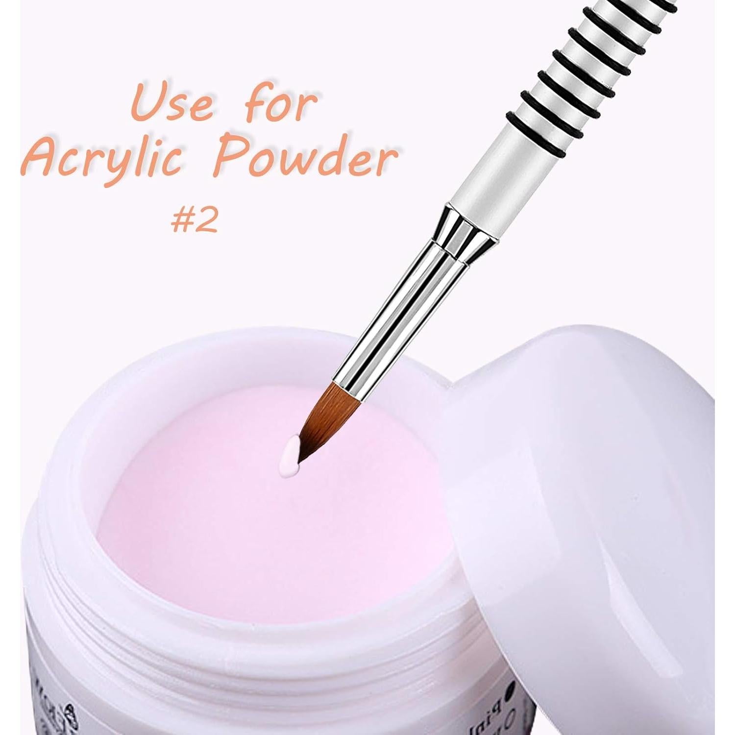 Pincel de Arte de Uñas 3D Accmor Kolinsky #2 Metal Plateado