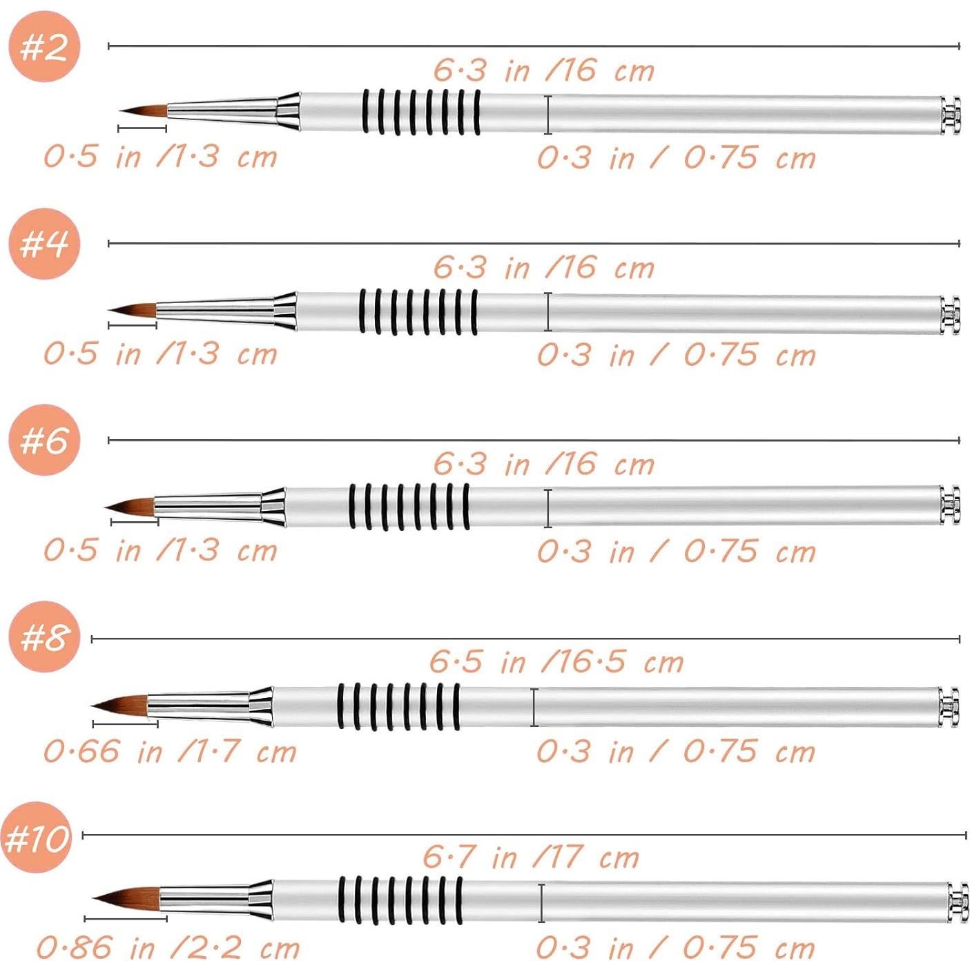 Pincel de Arte de Uñas 3D Accmor Kolinsky #2 Metal Plateado
