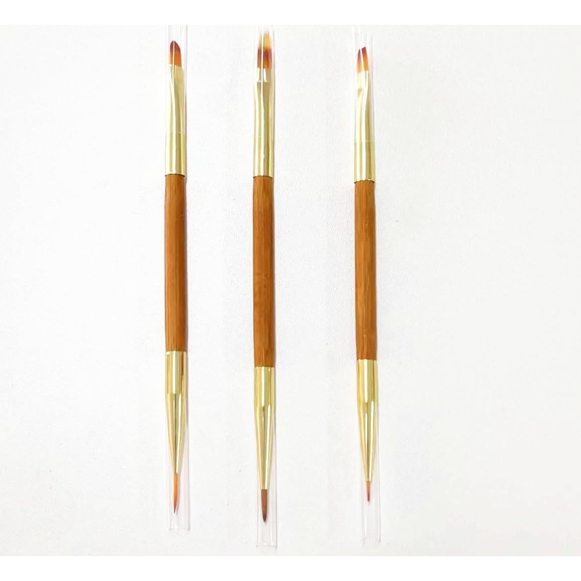 3 Pinceles para Arte de Uñas Fulinjoy Doble Punta 150mm