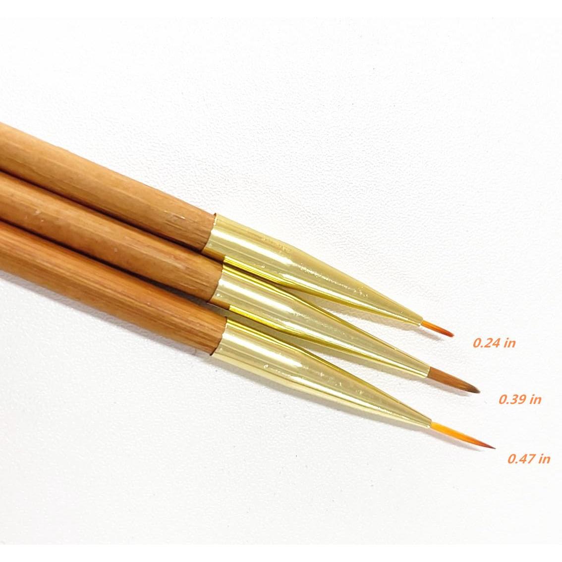 3 Pinceles para Arte de Uñas Fulinjoy Doble Punta 150mm