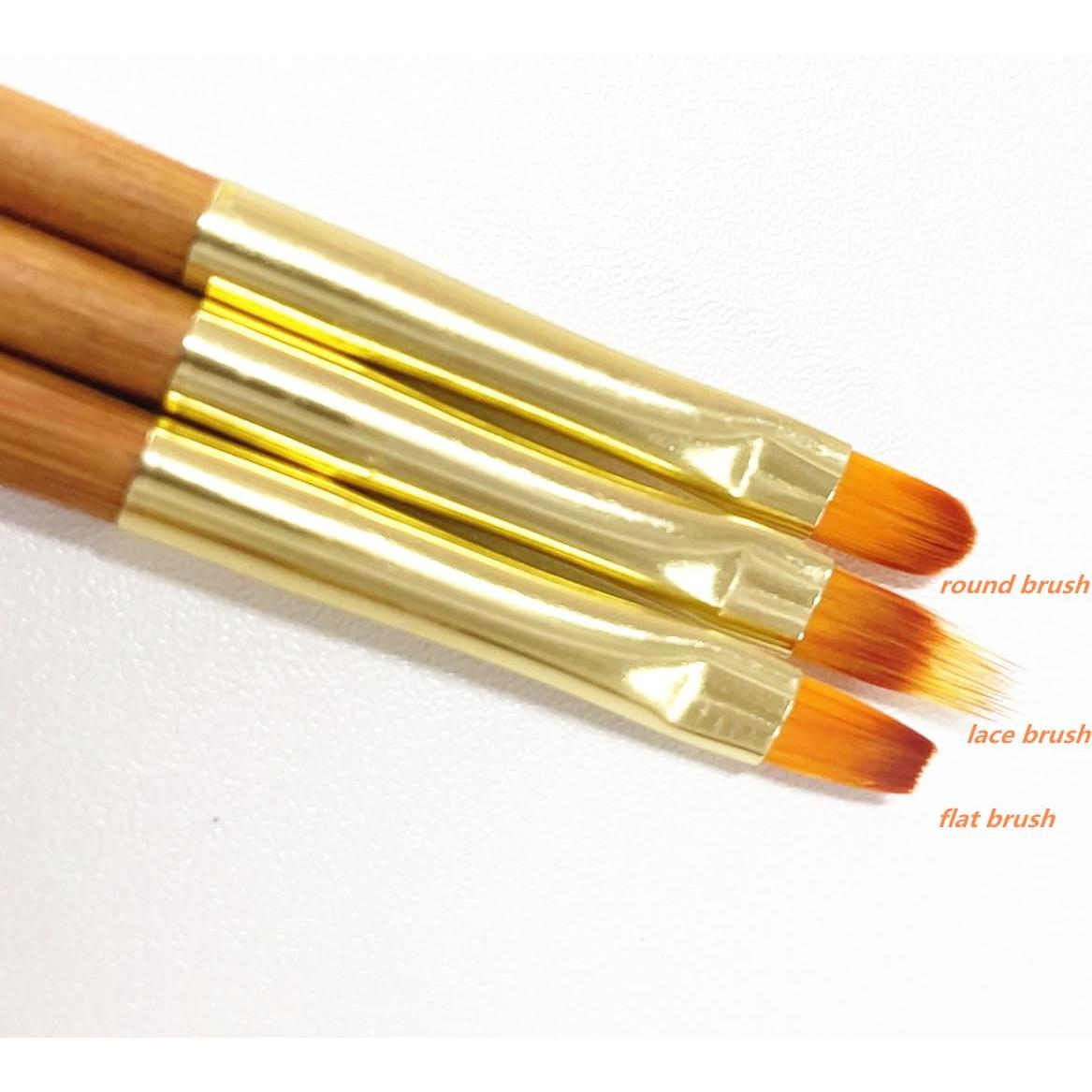 3 Pinceles para Arte de Uñas Fulinjoy Doble Punta 150mm