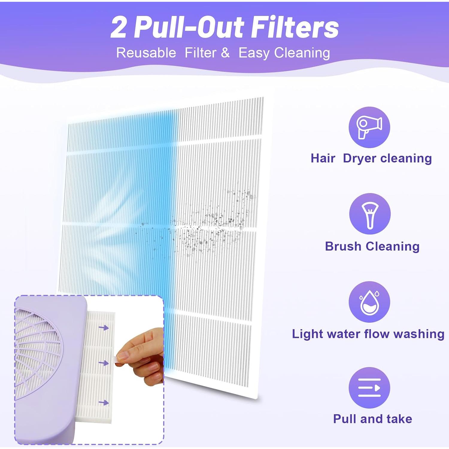 Colector de Polvo de Uñas FamilyKit - Ventilador Aspirador con 2 Filtros HEPA