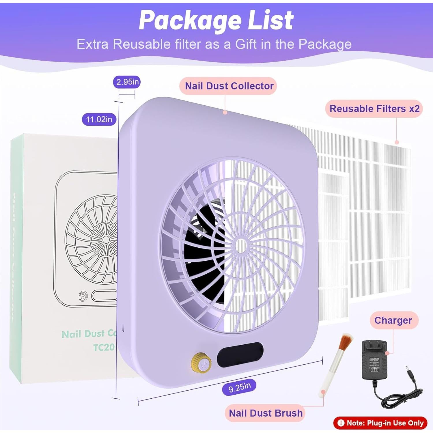 Colector de Polvo de Uñas FamilyKit - Ventilador Aspirador con 2 Filtros HEPA