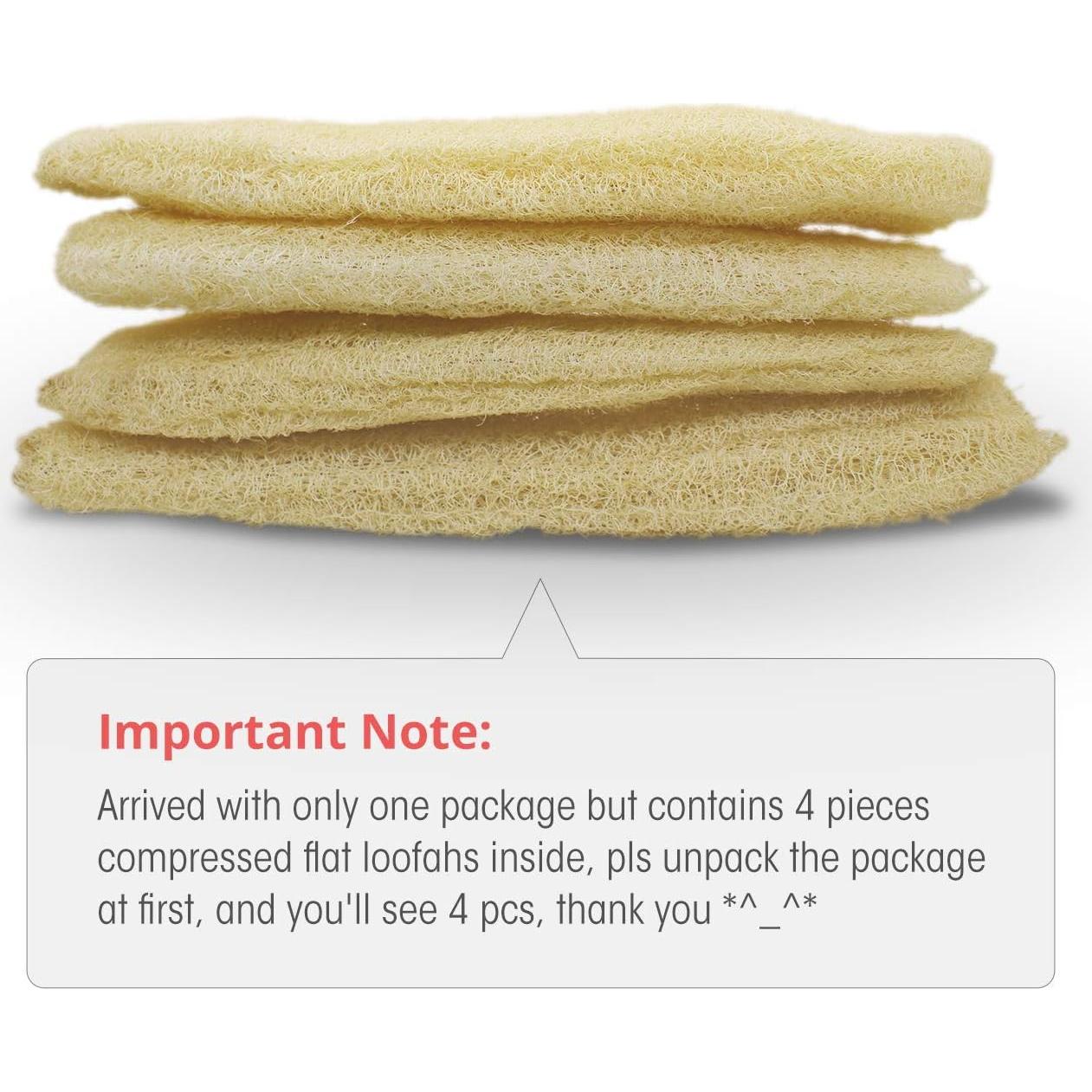 Esponjas de Lufa Natural Orgánica Grande Exfoliantes - Paquete de 4