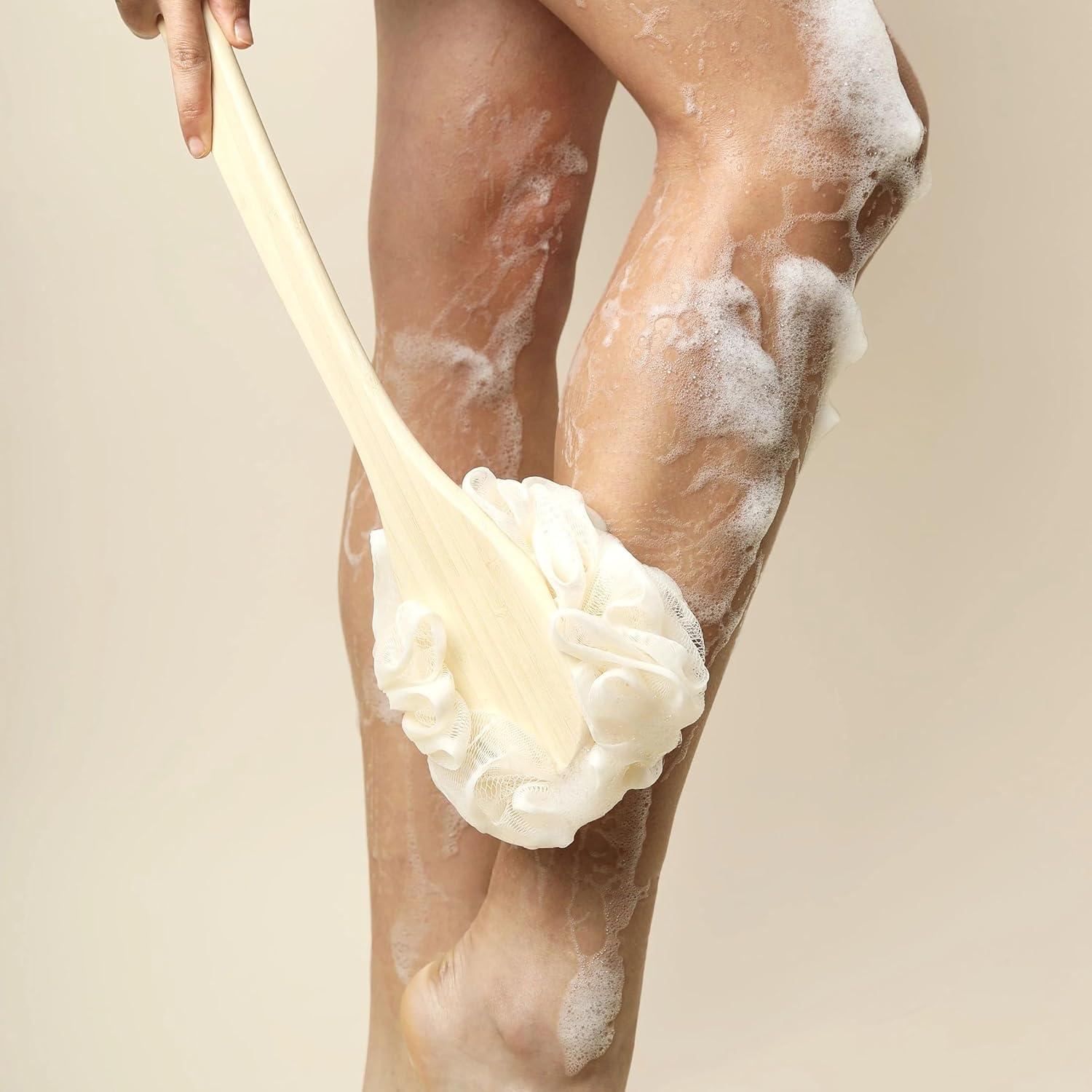 Cepillo de Baño EcoPouf EcoTools - 2 Unidades, Mango Largo, Ecológico