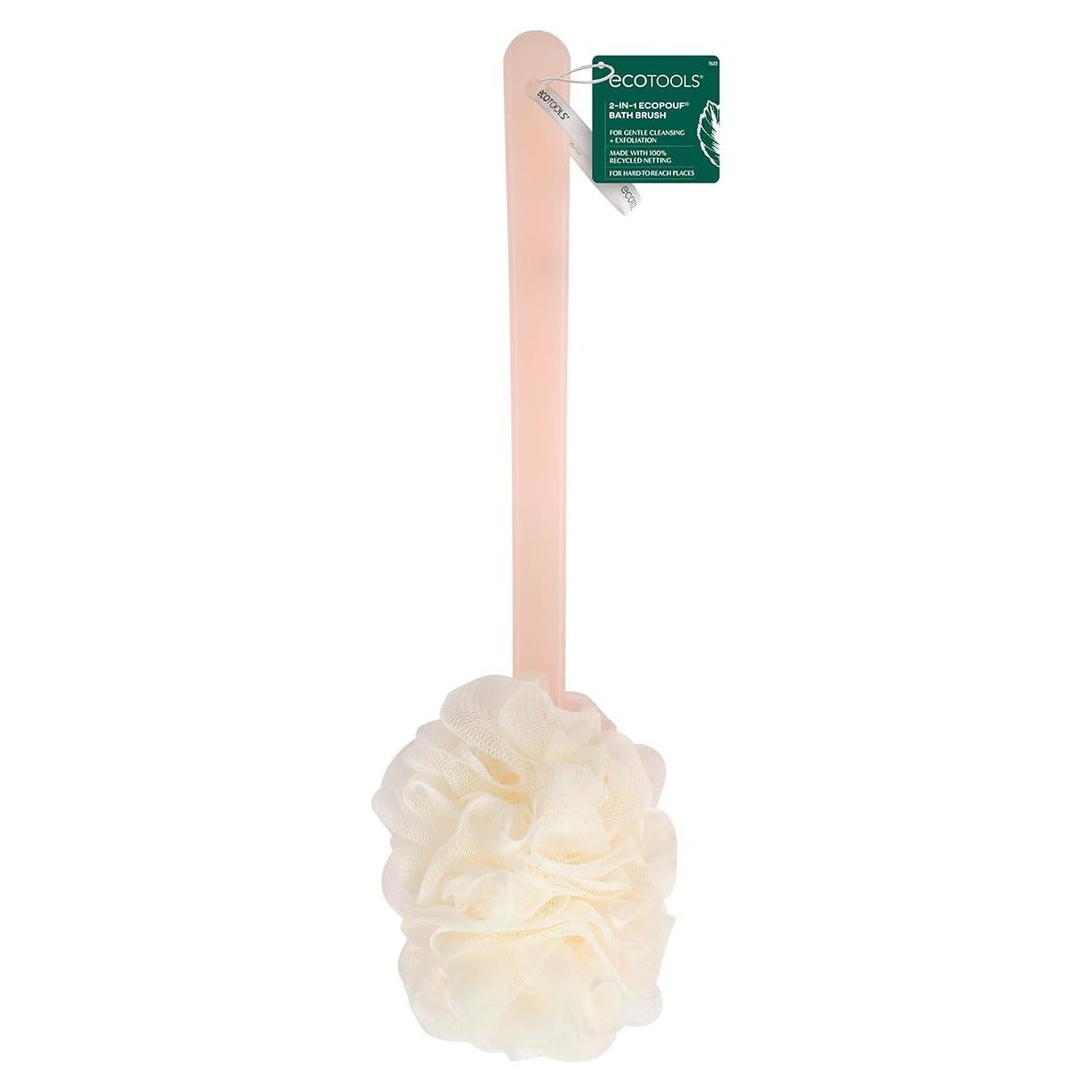 Cepillo de Baño EcoPouf 2-en-1 EcoTools con Mango Largo