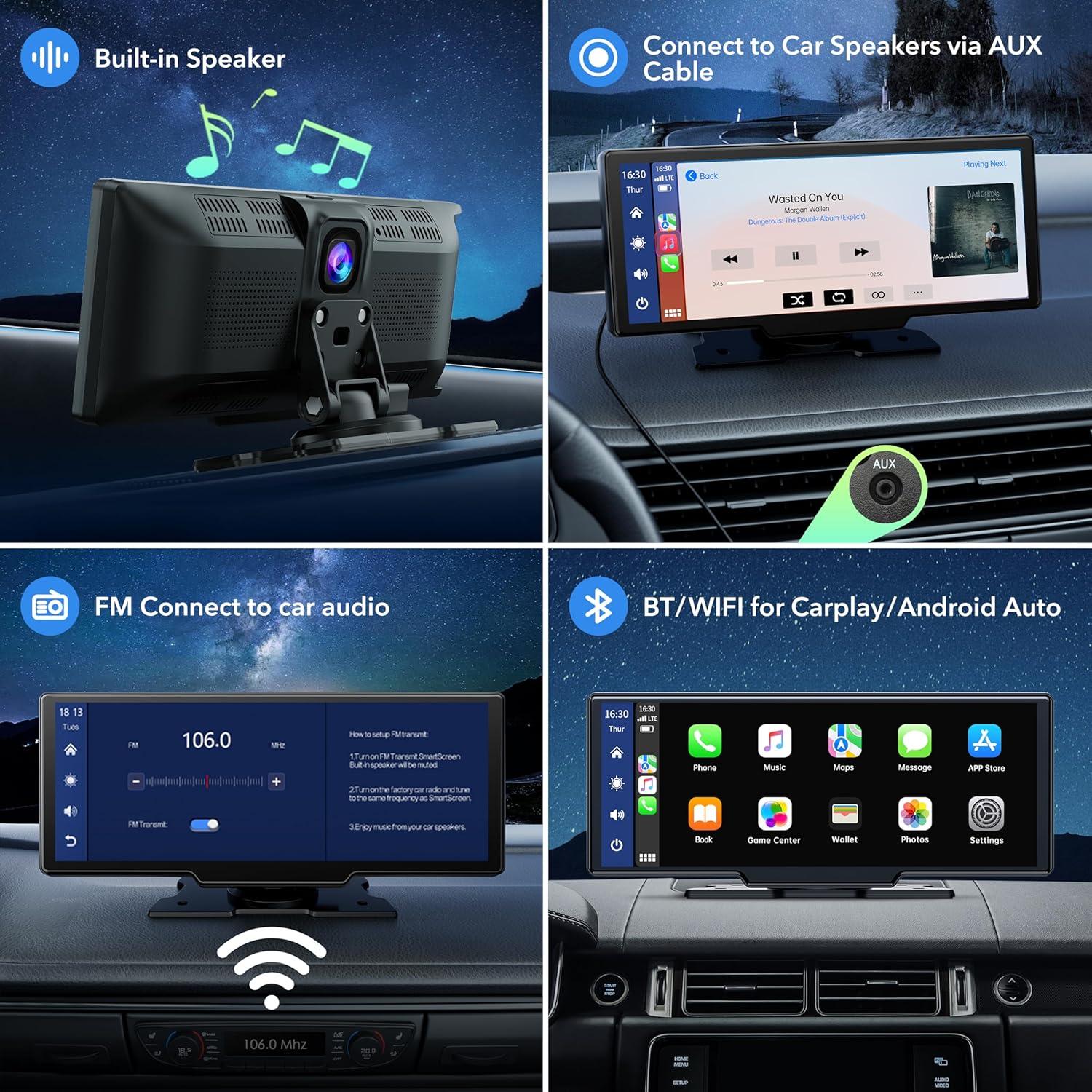 LAMTTO Pantalla 23.8cm Carplay Inalambrico y GPS 2.5K