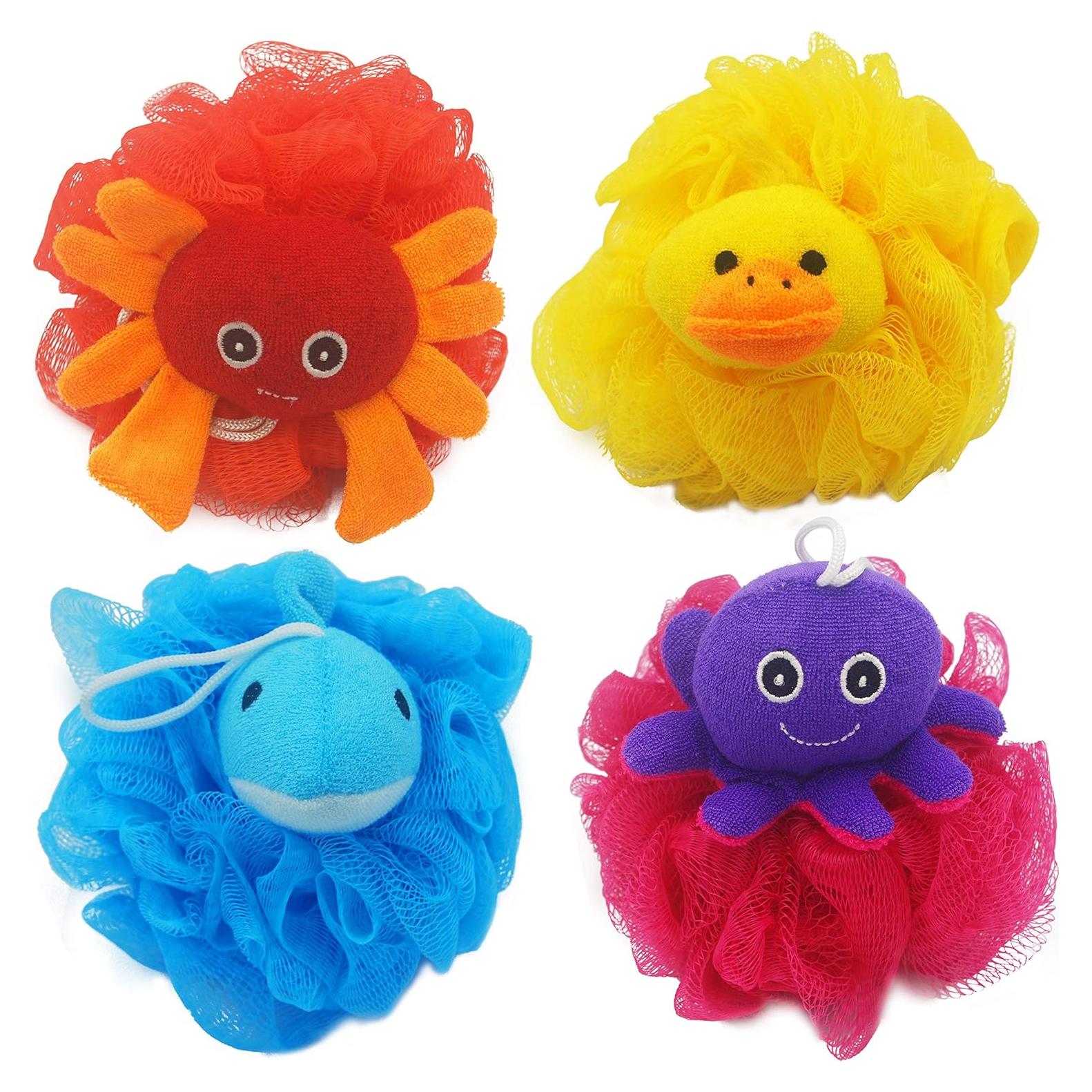 Esponja de Baño Exfoliante para Niños Bleu Bath 4 Pack