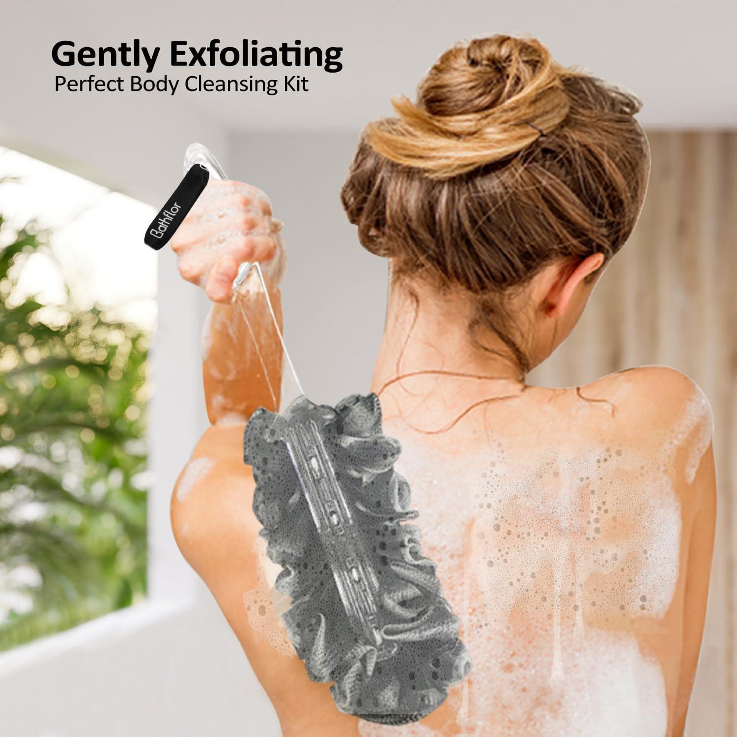 Esponjas de Lufa Exfoliantes Bathflor 4PCS + Esfregador de Espalda