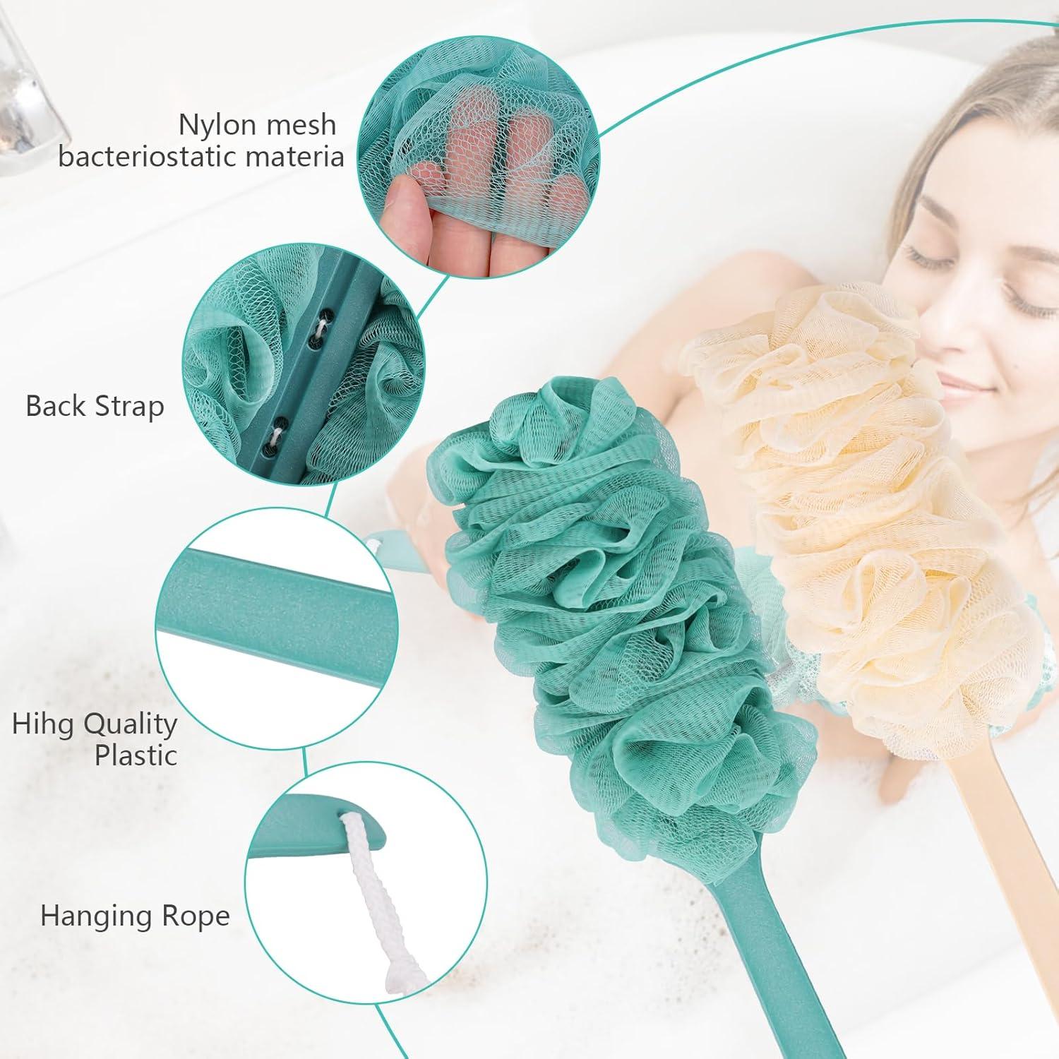 Esponja de Espalda para Ducha NICEMOVIC 43 cm Exfoliante 2 Piezas