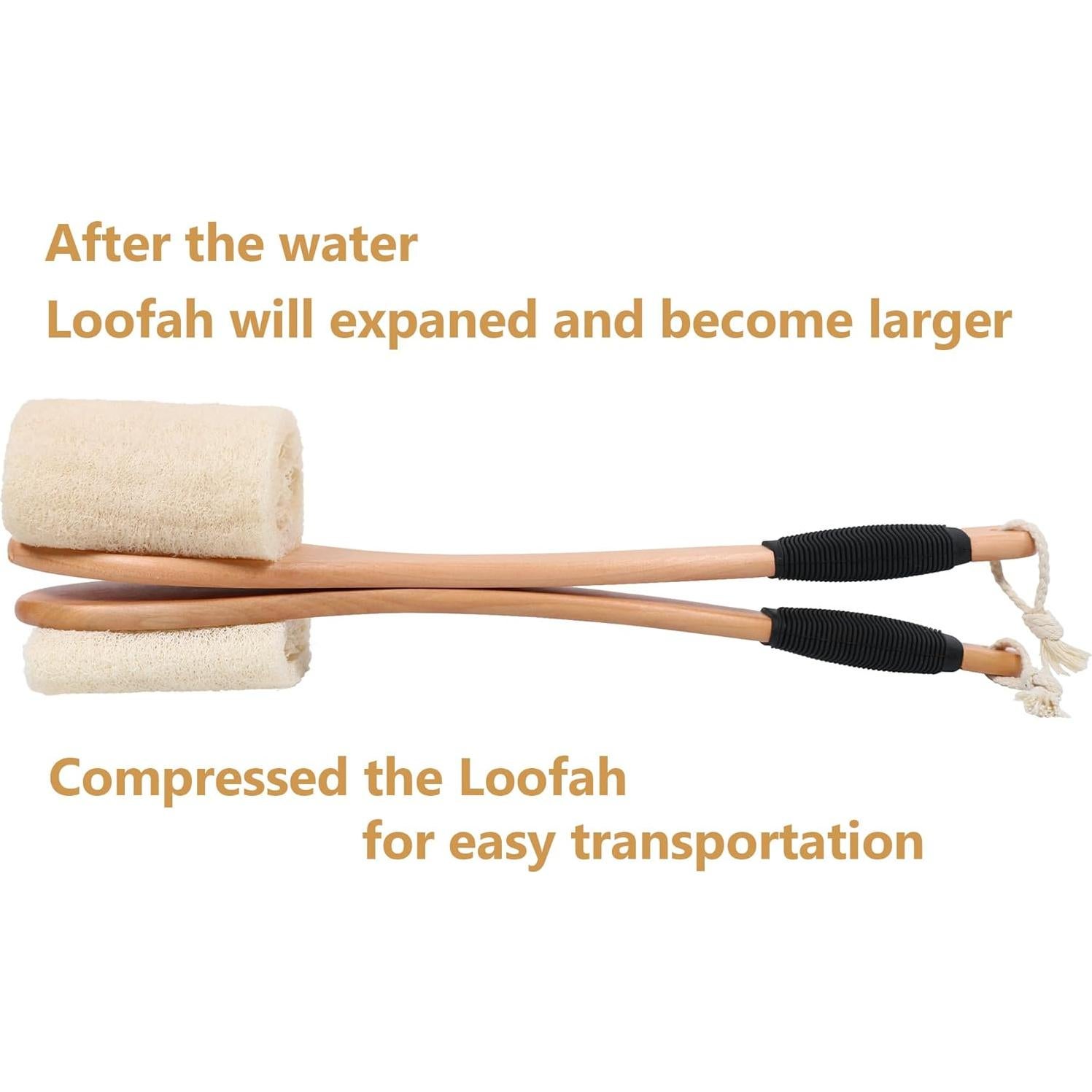 Cepillo Exfoliante de Espalda OWIIZI con Mango Largo de Loofah