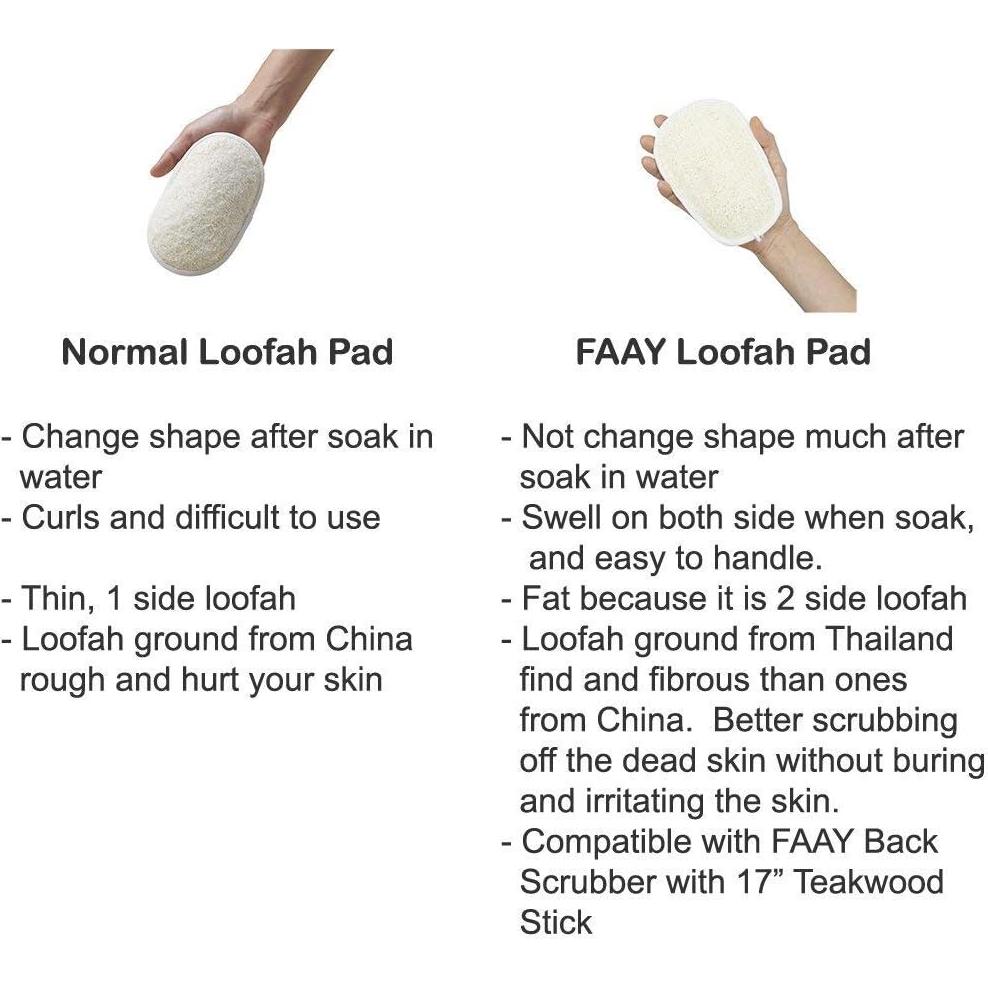 Recarga de esponja de luffa FAAY para cepillo de espalda, 3 unidades