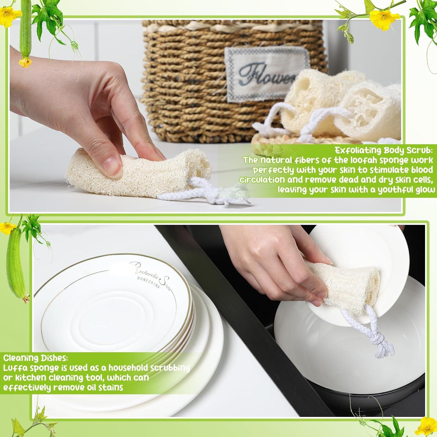 Paquete de 9 esponjas de lufa natural 10 cm para cocina y piel