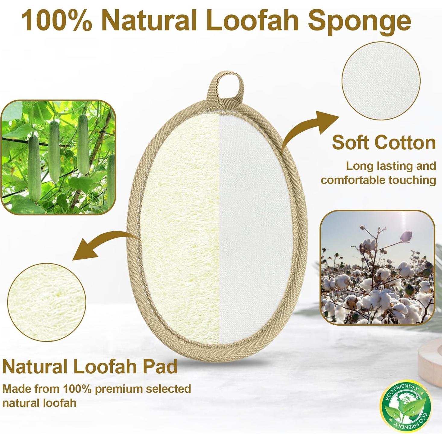 Esponja Exfoliante de Lufa CrazyTerra - Paquete de 2, 100% Natural