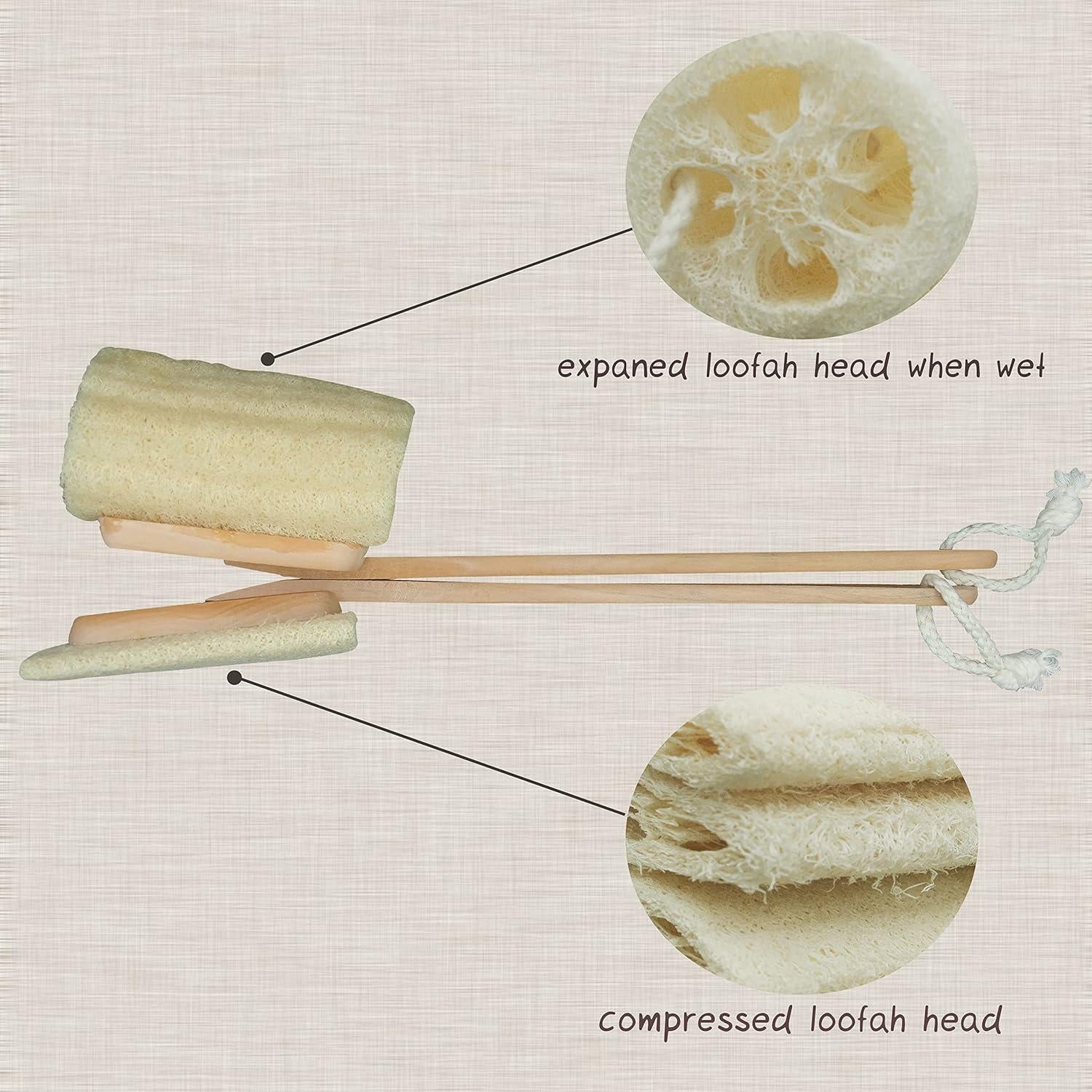 Esponja de Lufa Natural Exfoliante TTYBG con Mango Largo 41cm