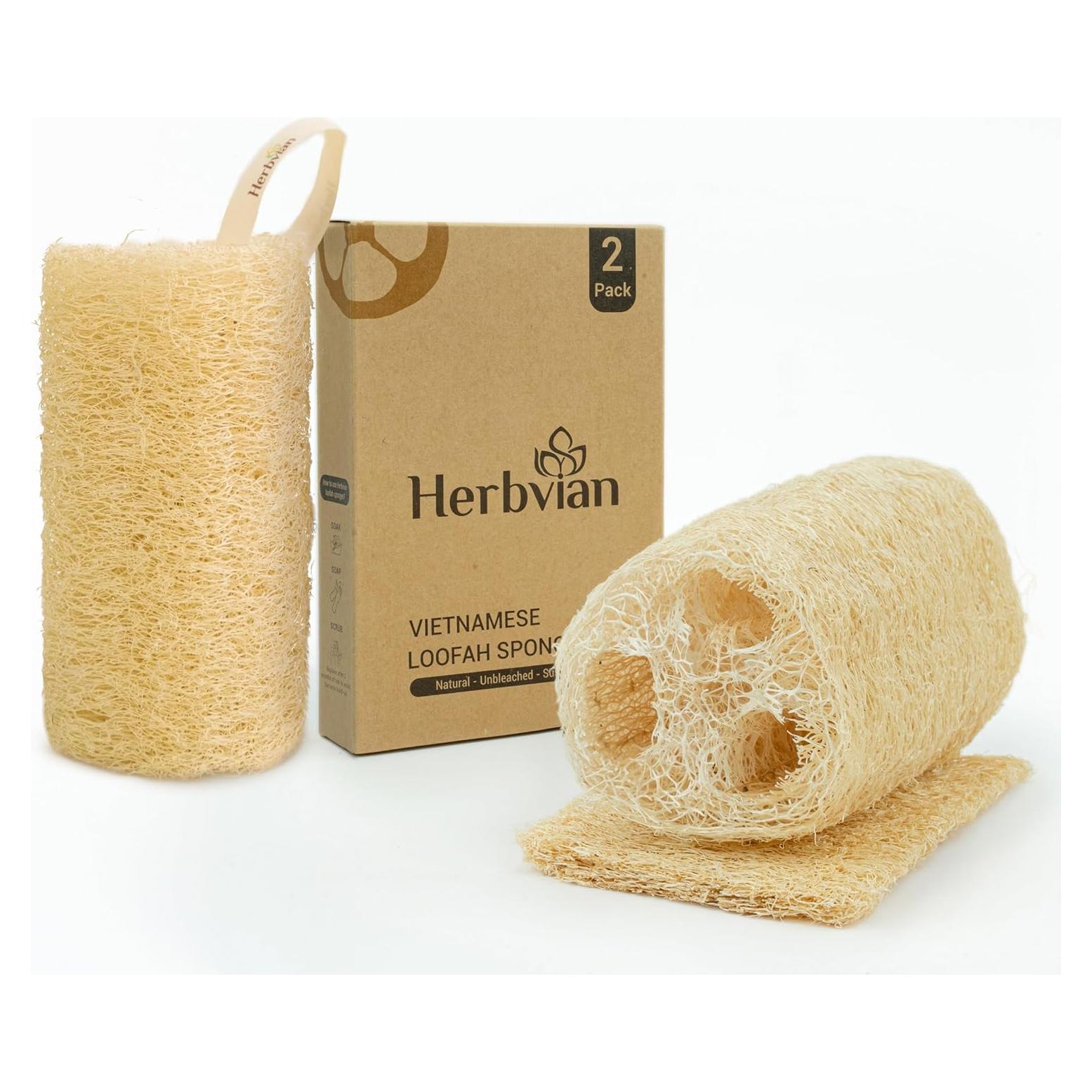 Esponja de Lufa Natural Herbvian - Exfoliante Corporal 2 Piezas