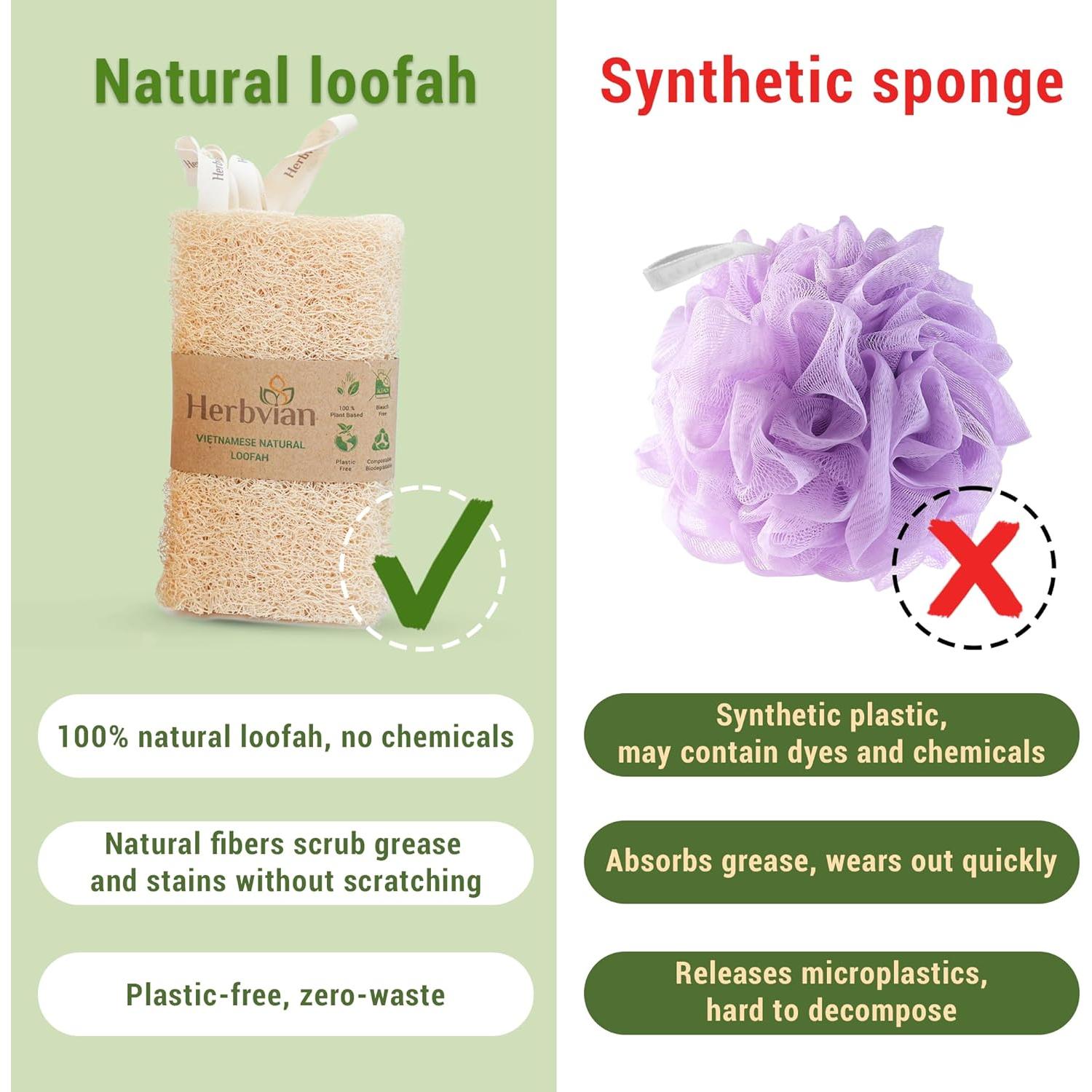 Esponja de Lufa Natural Herbvian - Exfoliante Corporal 2 Piezas