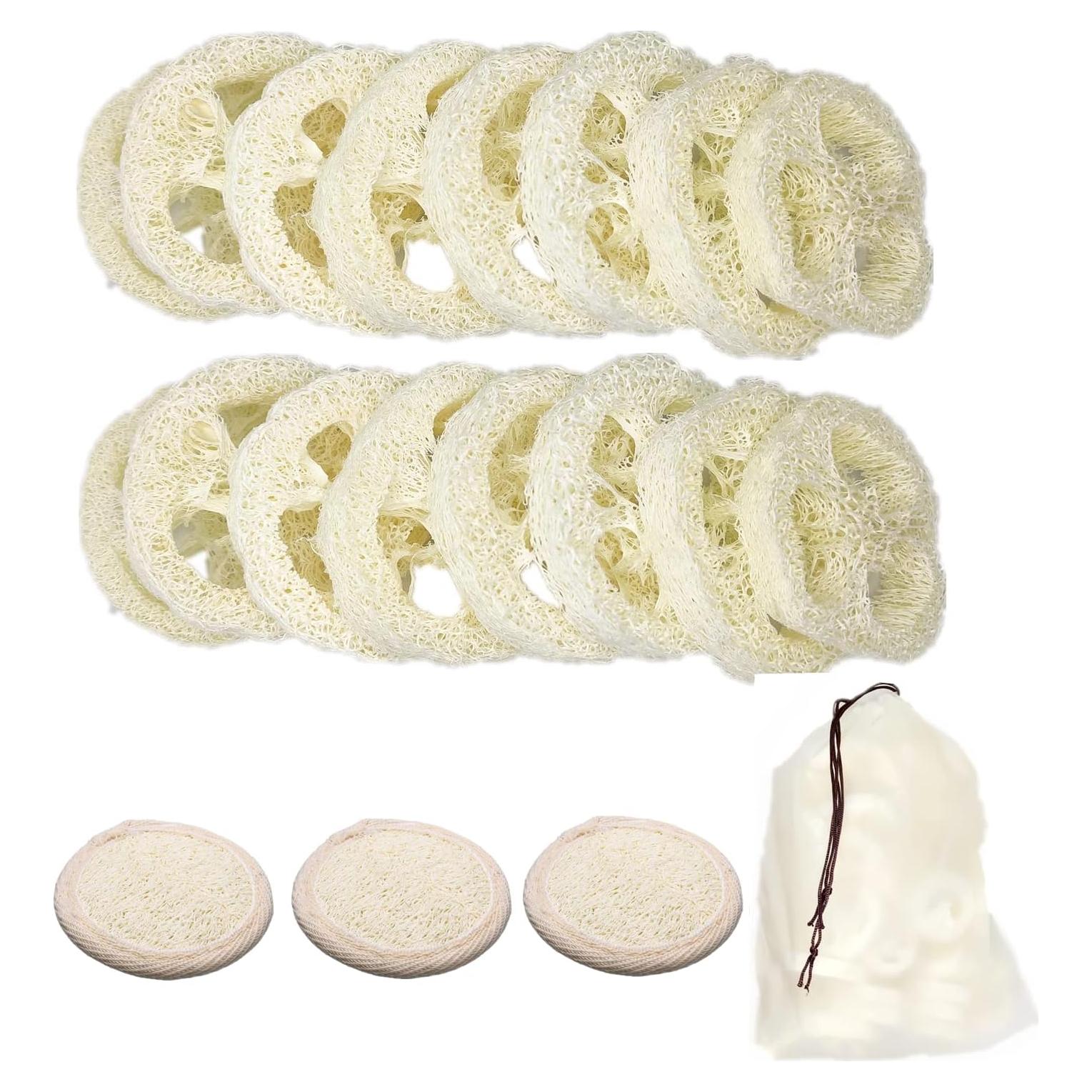 50 Rodajas de Lufa Natural 5cm + 3 Almohadillas Exfoliantes