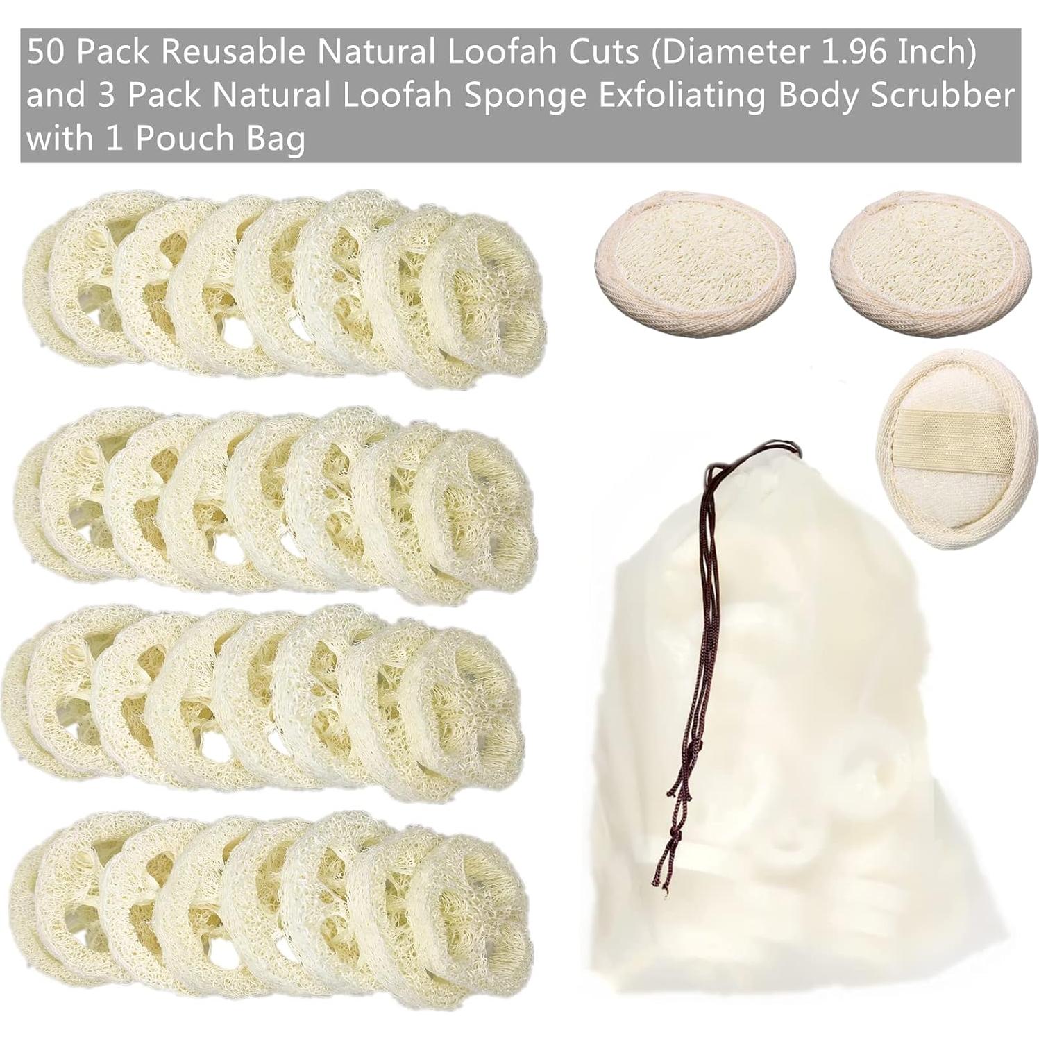 50 Rodajas de Lufa Natural 5cm + 3 Almohadillas Exfoliantes