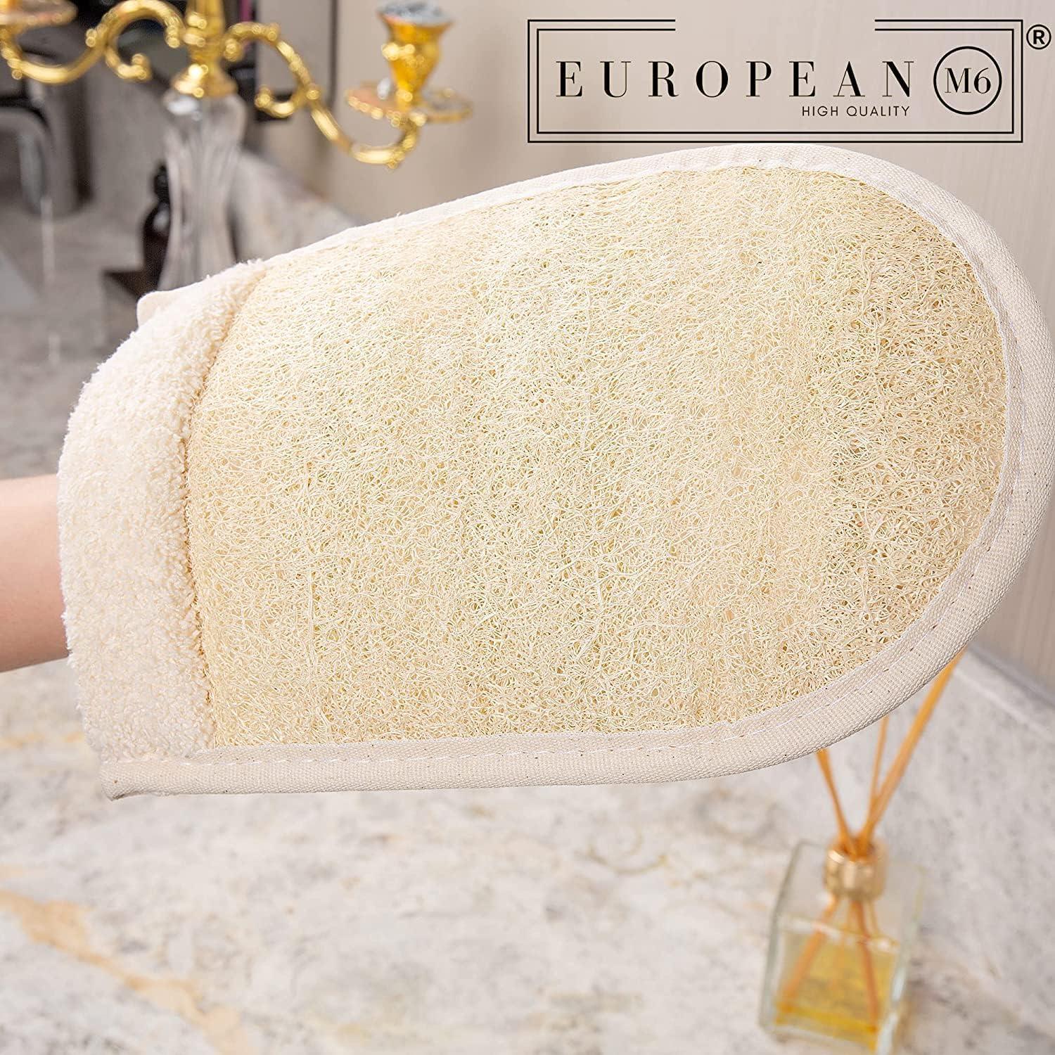 Guante Exfoliante de Loofah Natural EUROPEAN M6 - Doble Cara