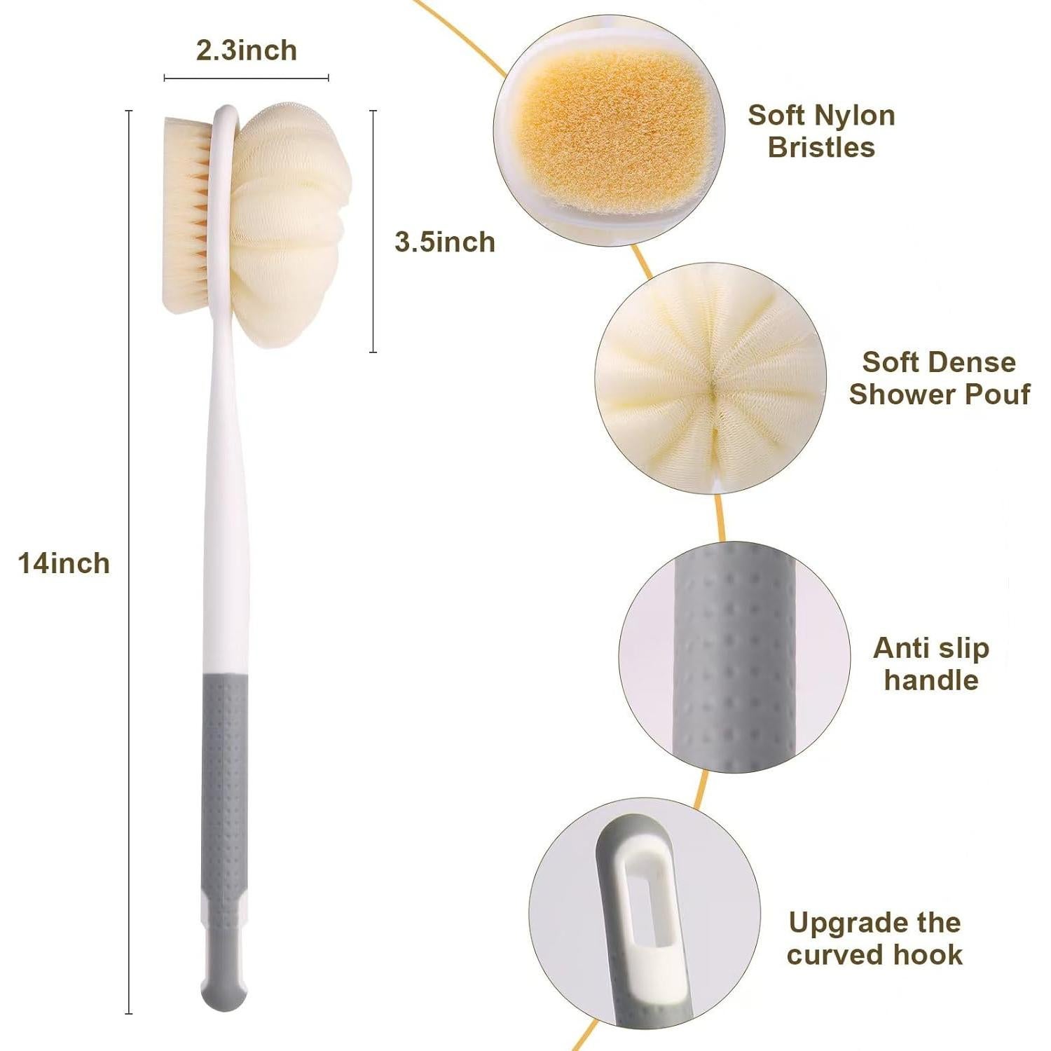 Cepillo de Ducha XDMURYM con Mango Largo y Doble Cara