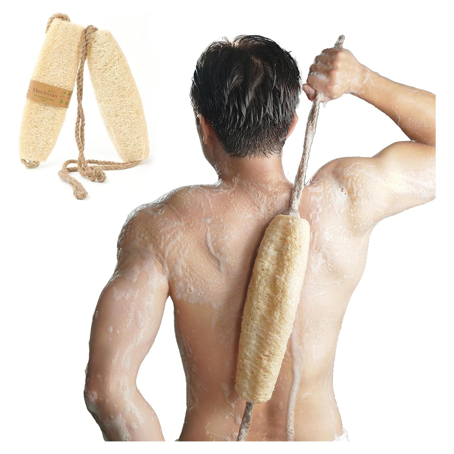 Esponja de Ducha Lufa Natural Herbvian con Mango de Yute 30.5cm