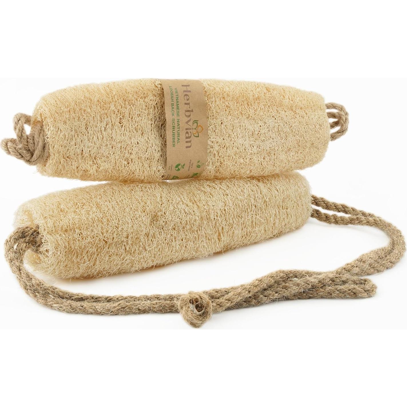 Esponja de Ducha Lufa Natural Herbvian con Mango de Yute 30.5cm