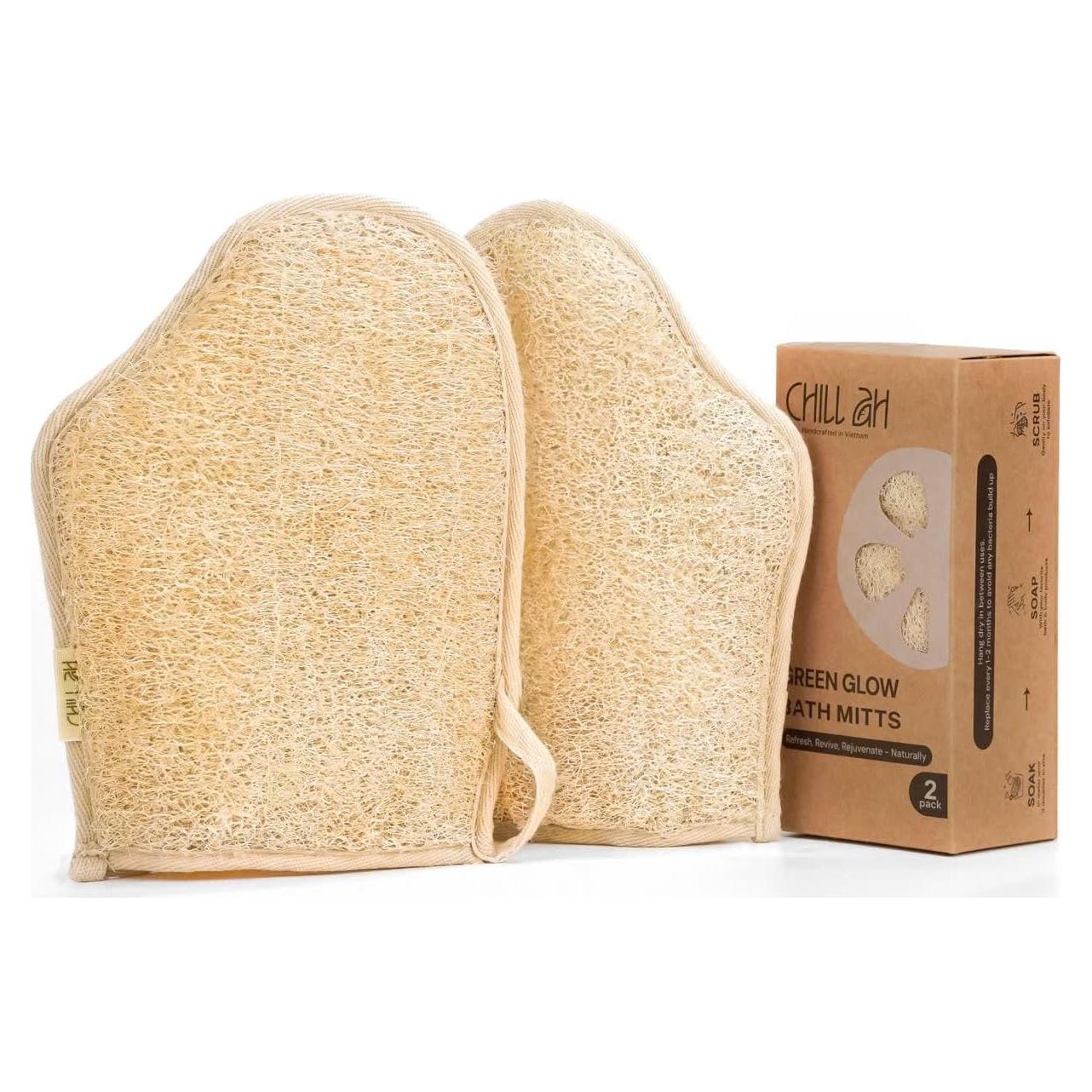 Mitones de Baño Chill Ah de Lufa Verde Doble Cara - 100% Naturales