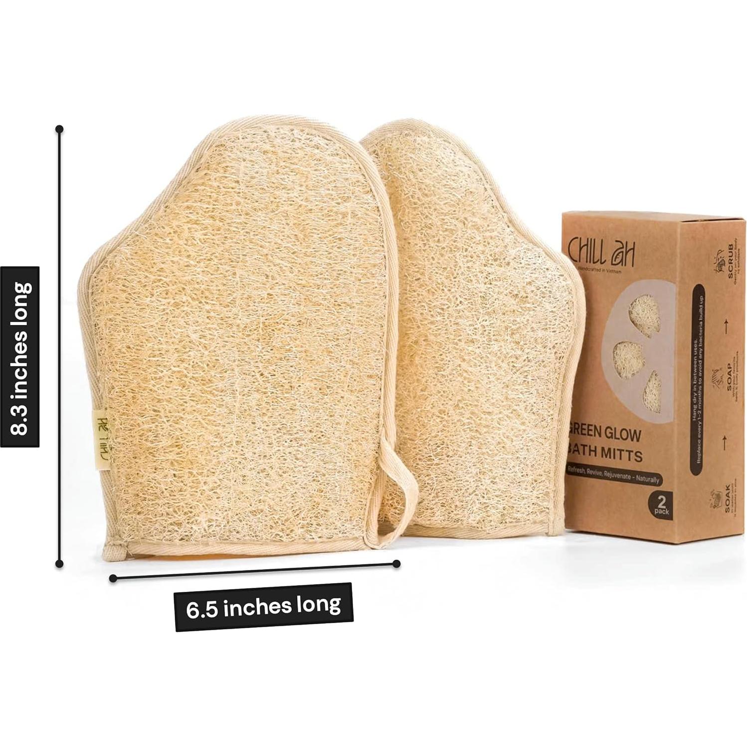 Mitones de Baño Chill Ah de Lufa Verde Doble Cara - 100% Naturales