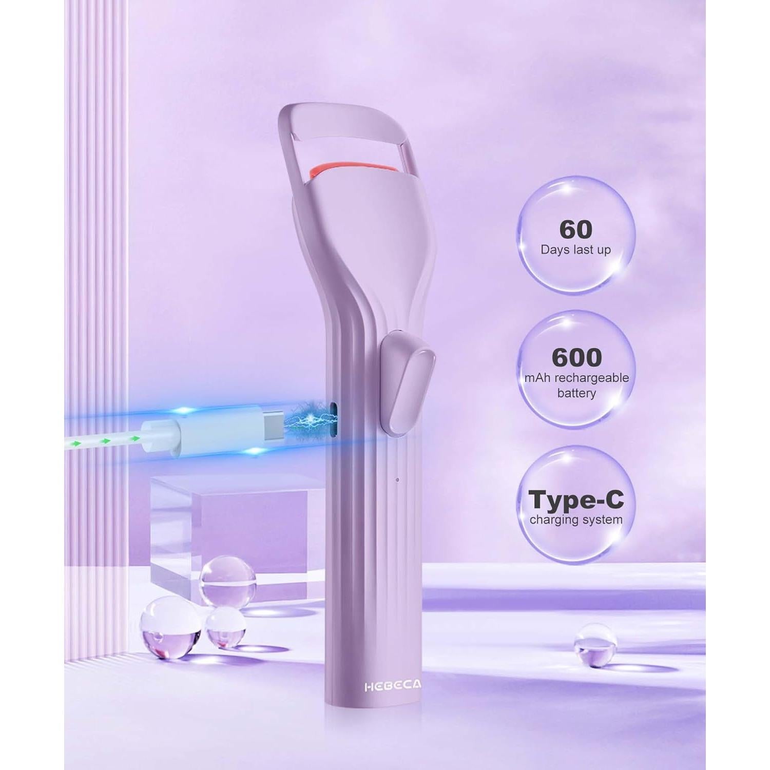 Rizador de Pestañas Eléctrico HEBECA EC2001 Violeta 600mAh