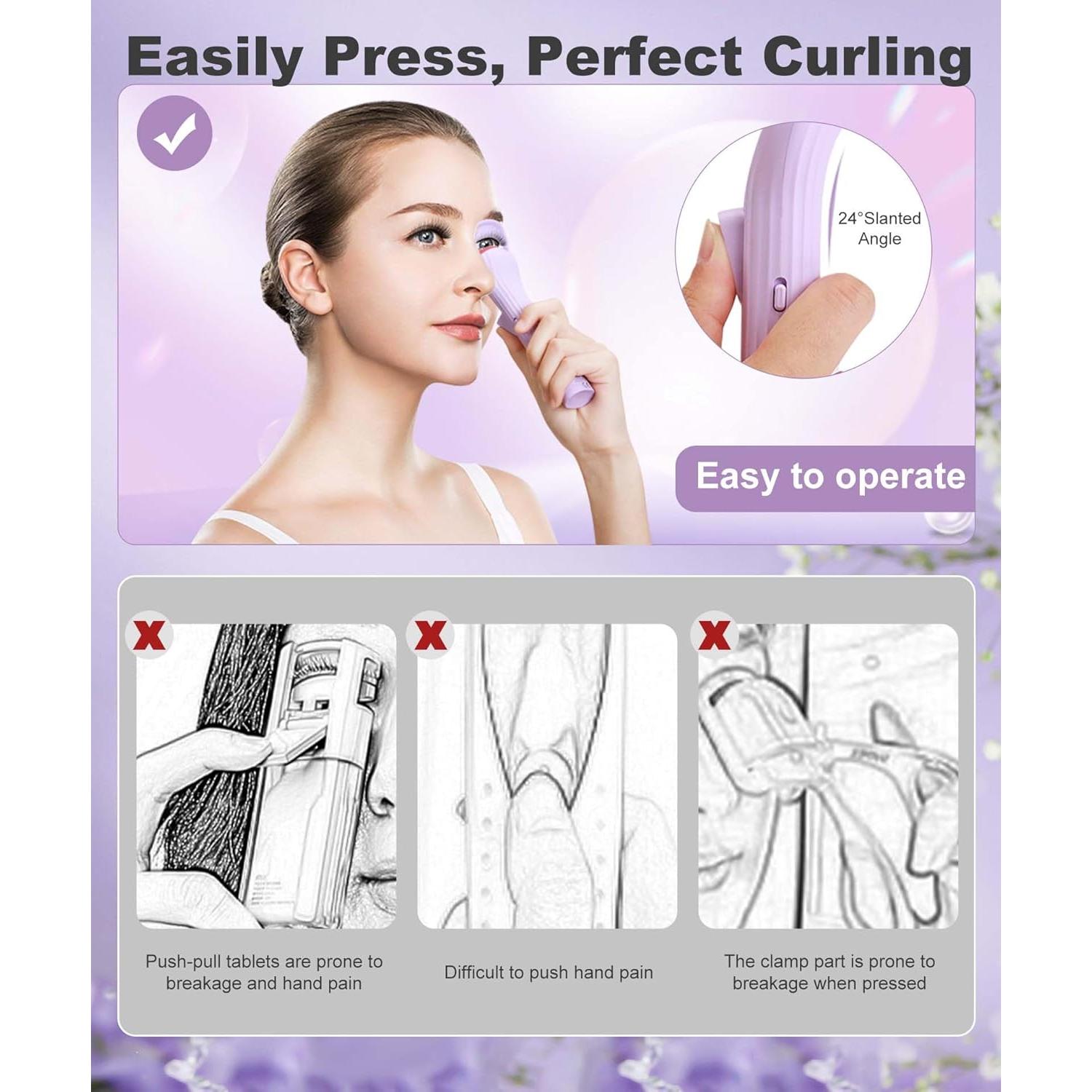 Rizador de Pestañas Eléctrico HEBECA EC2001 Violeta 600mAh