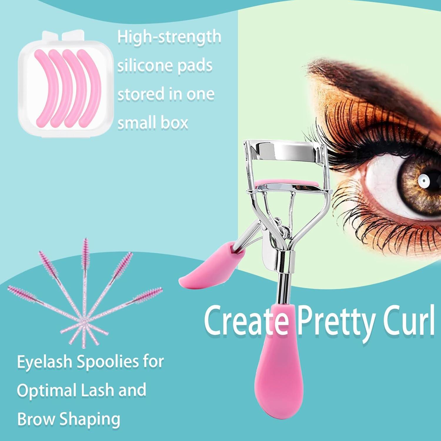 Rizador de Pestañas Benepoint Rosa con 4 Almohadillas y 5 Varitas