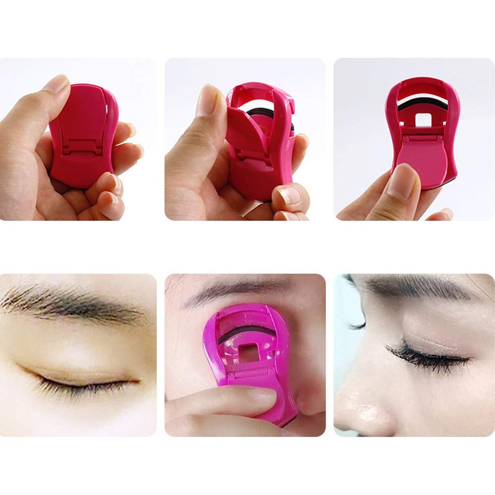 Mini Rizador de Pestañas Portátil 2 Piezas Rosa Verde