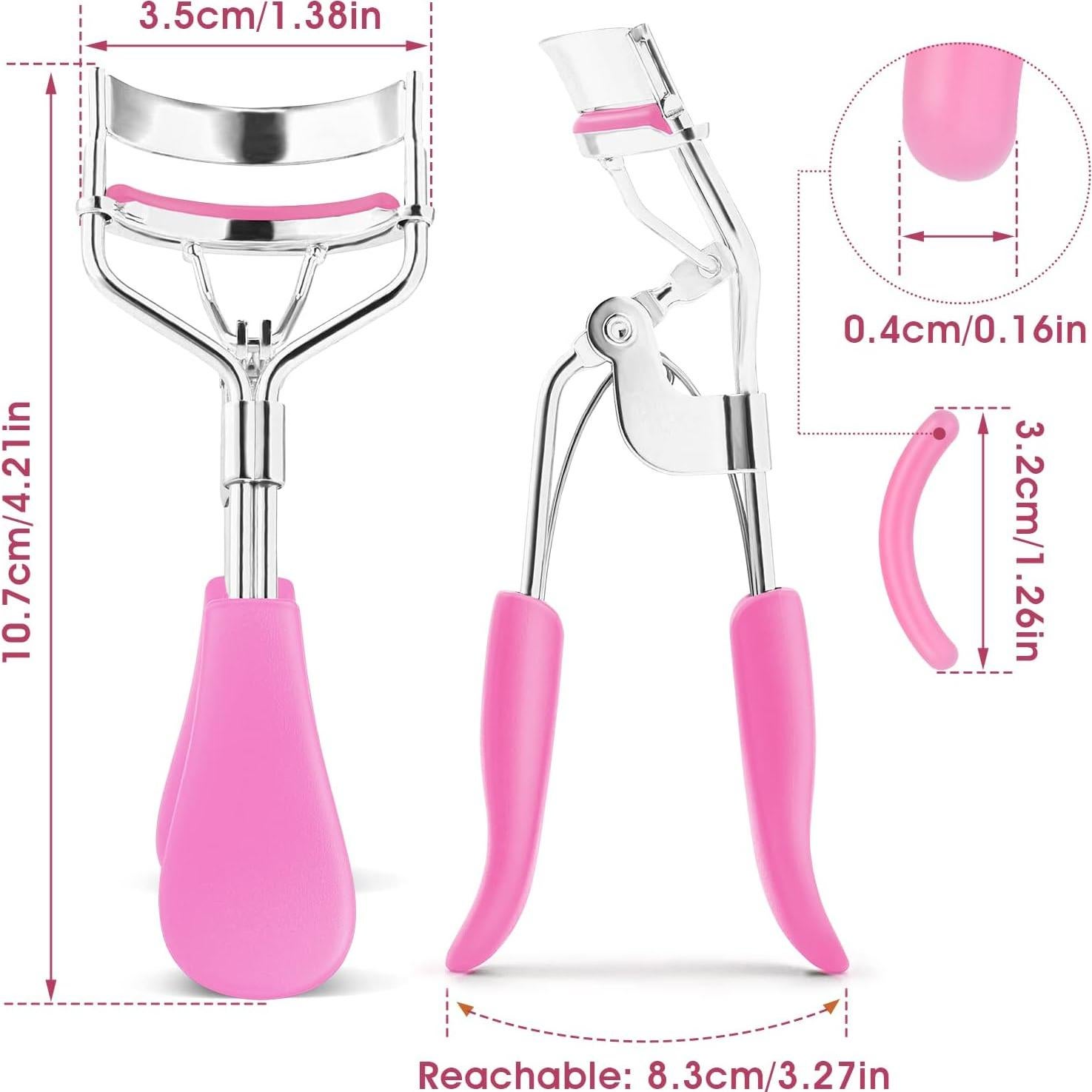 Rizador de Pestañas Sibba Rosa con 10 Almohadillas de Silicona