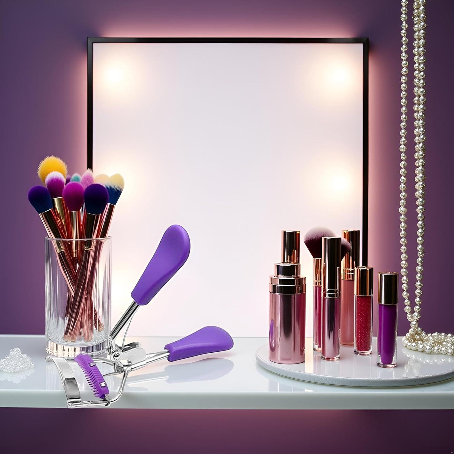 Rizador de Pestañas WLngtv Púrpura con Clip Peine Ergonómico