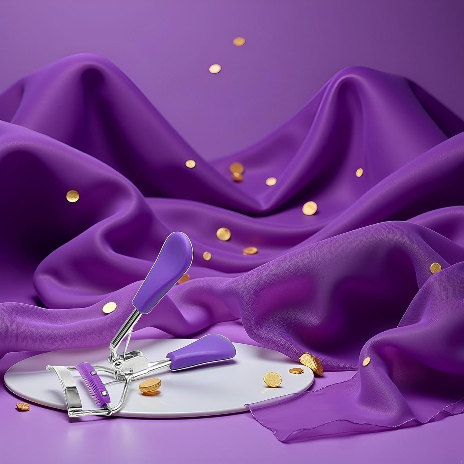 Rizador de Pestañas WLngtv Púrpura con Clip Peine Ergonómico