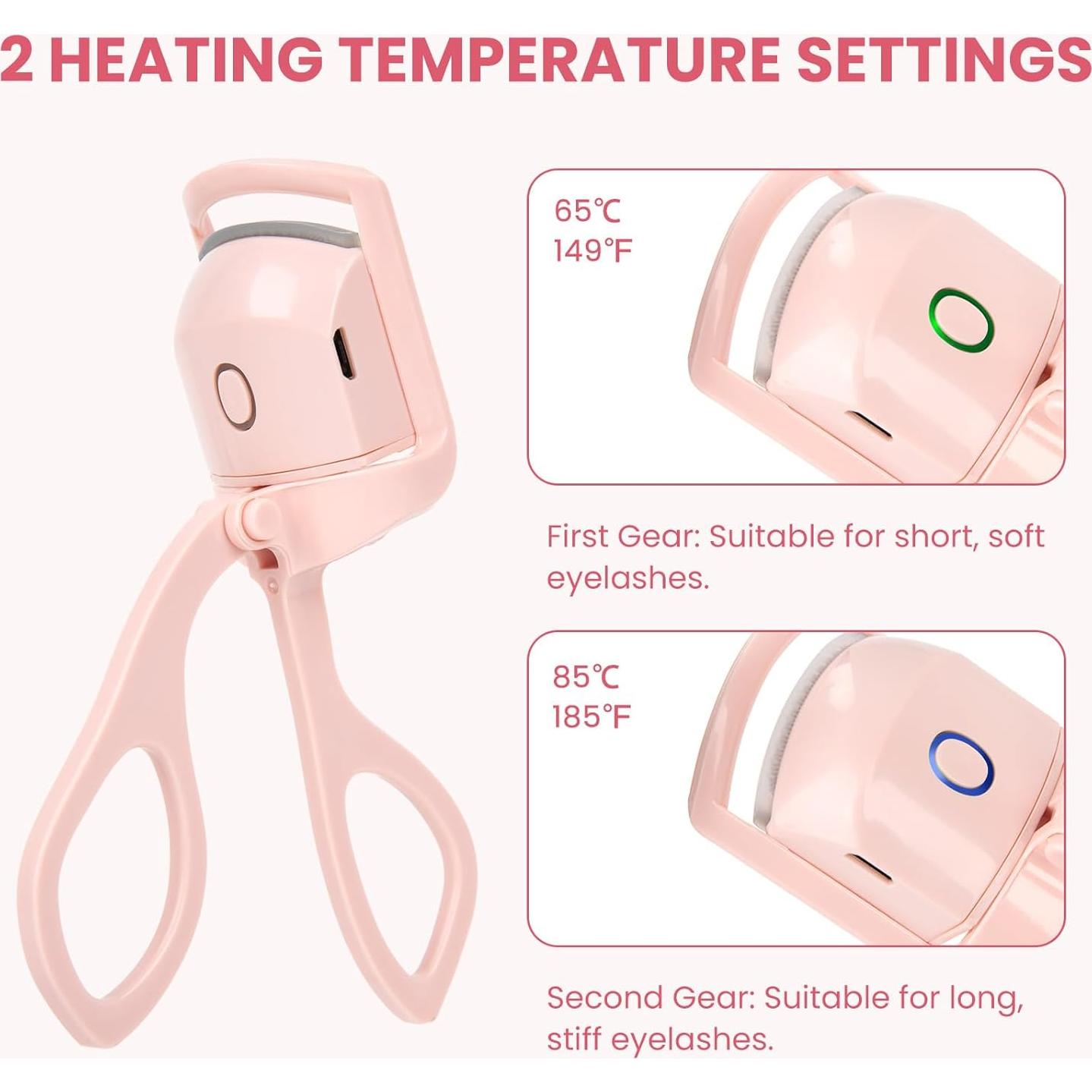 Rizador de Pestañas Eléctrico USB Recargable Rosa - 24H